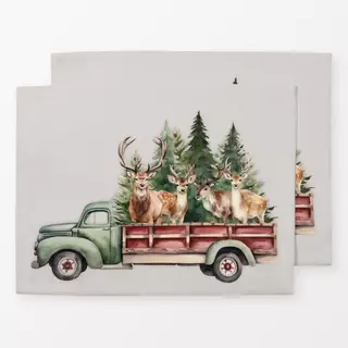 Tischset Weihnachtsauto Hirsch Farm