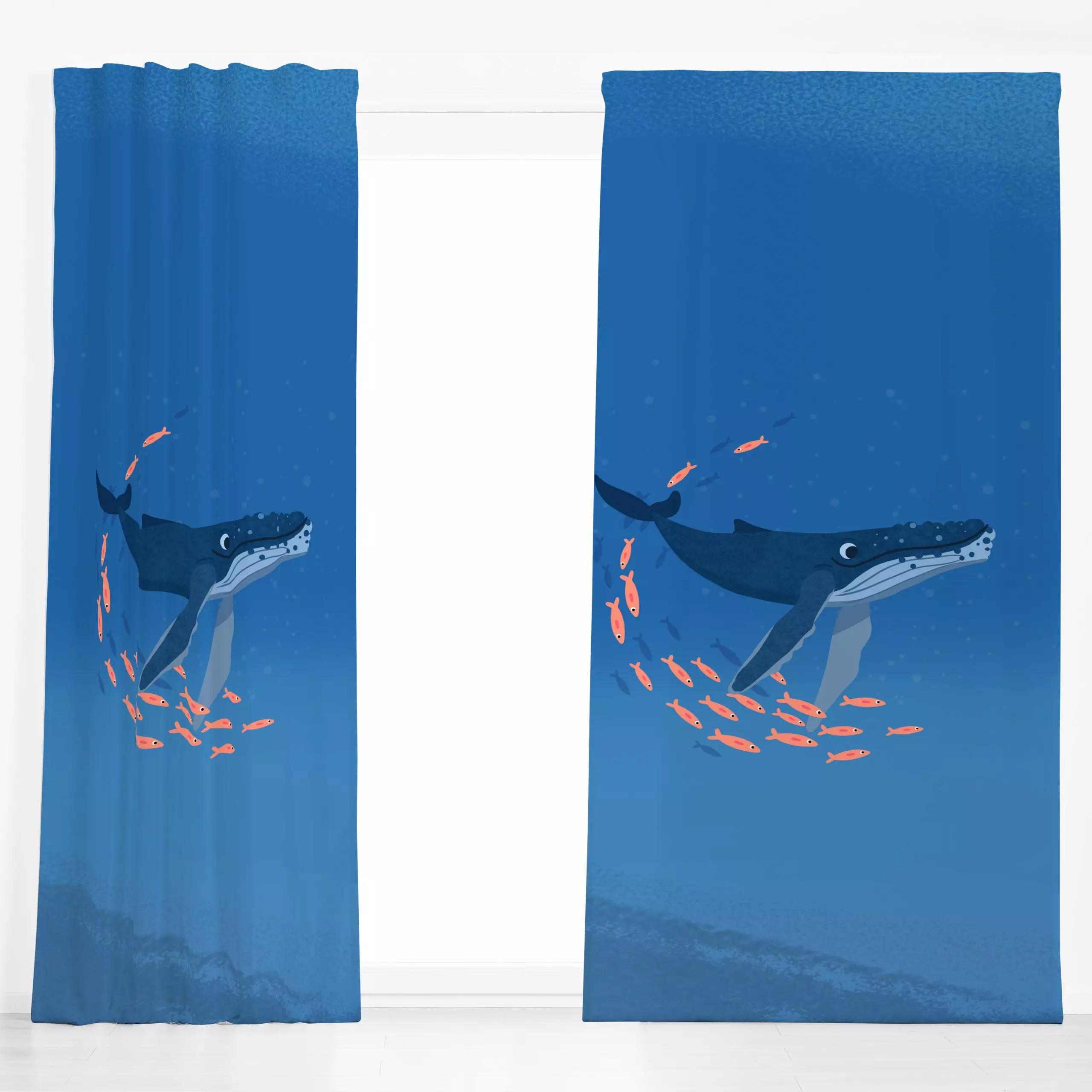 Dekovorhang Buckelwal - Natur & Landschaft, Tiere - von „Julia Reyelt"; Wasser, Ozean, Meer, Wal, Meerestiere, Fische, Unter...