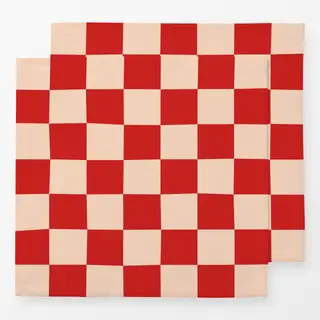 Servietten Chess Pattern nude red