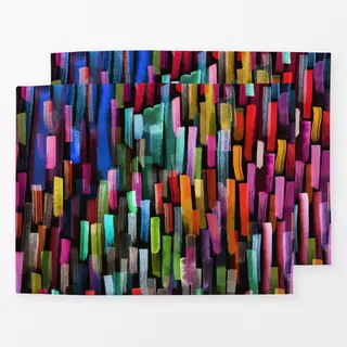 Tischset Colorful Brushstrokes Black