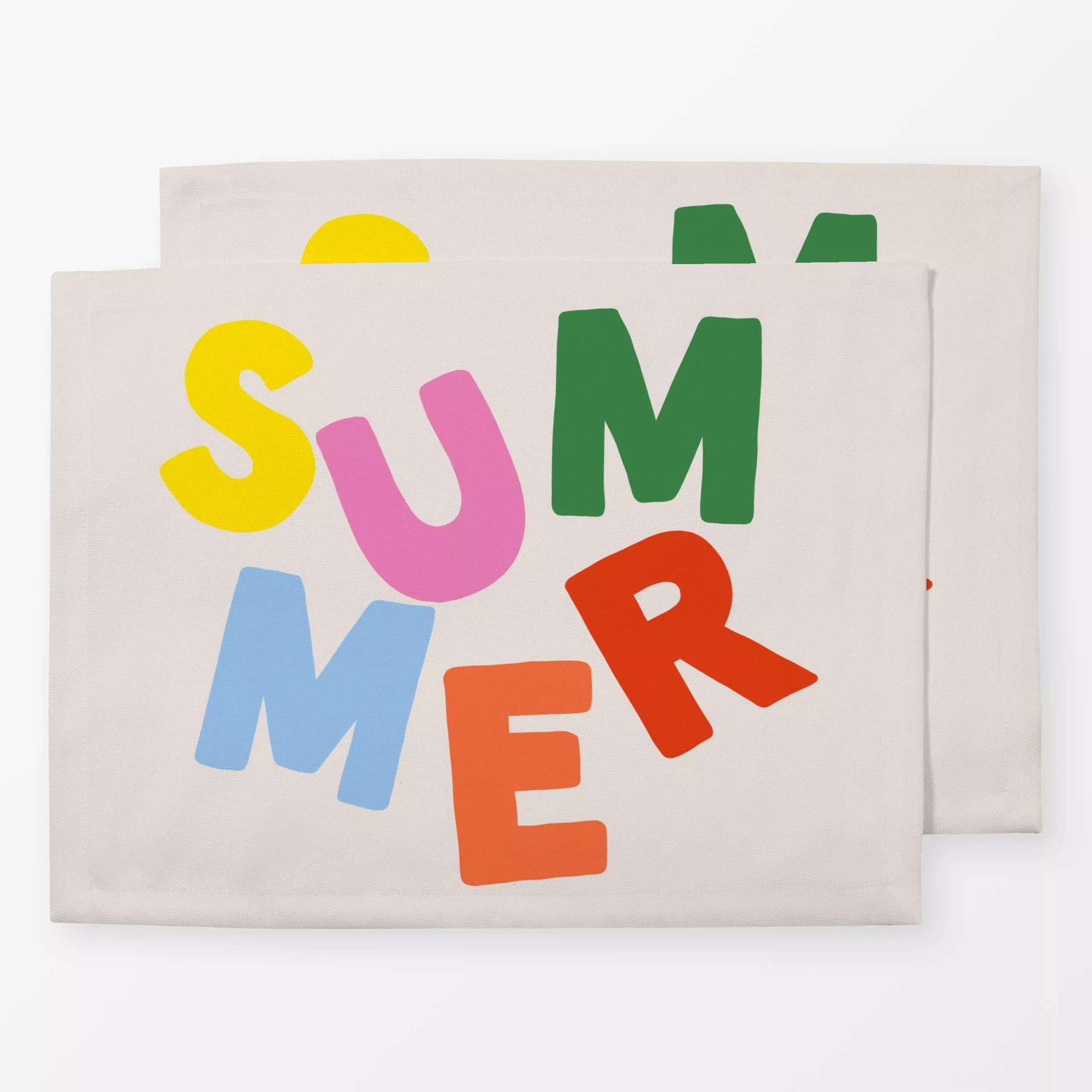 Tischset Summer - Sommer, Sprüche & Schriftzüge - von „textilwerk"; Illustration, skandinavisch, beige, Sommer, bunt, minima...