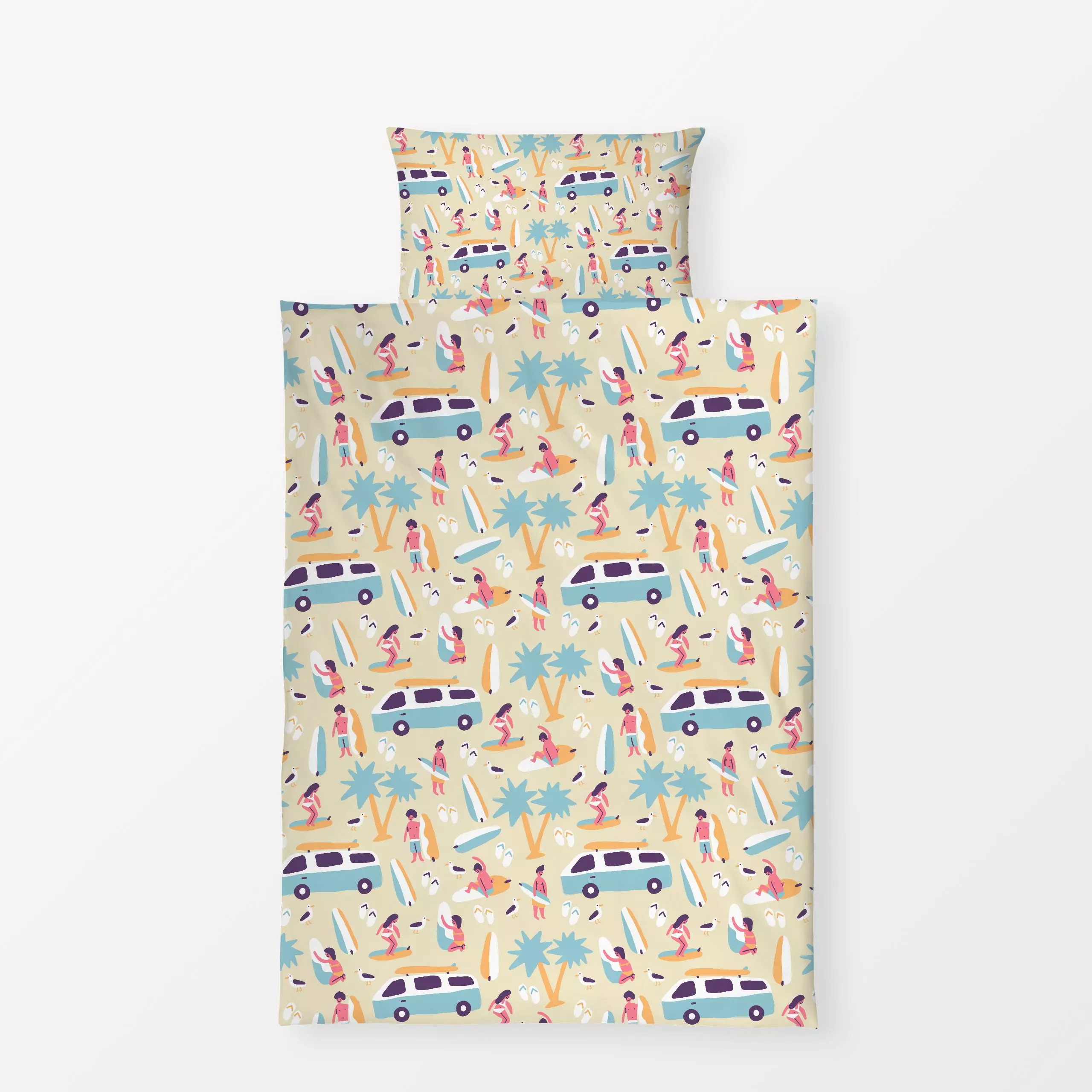 Bettwäsche Surfers - Natur & Landschaft, Sommer - von „Sara Maese"; Surfen, Sommer, summer, Beach, Summerfeeling, Summercoll...