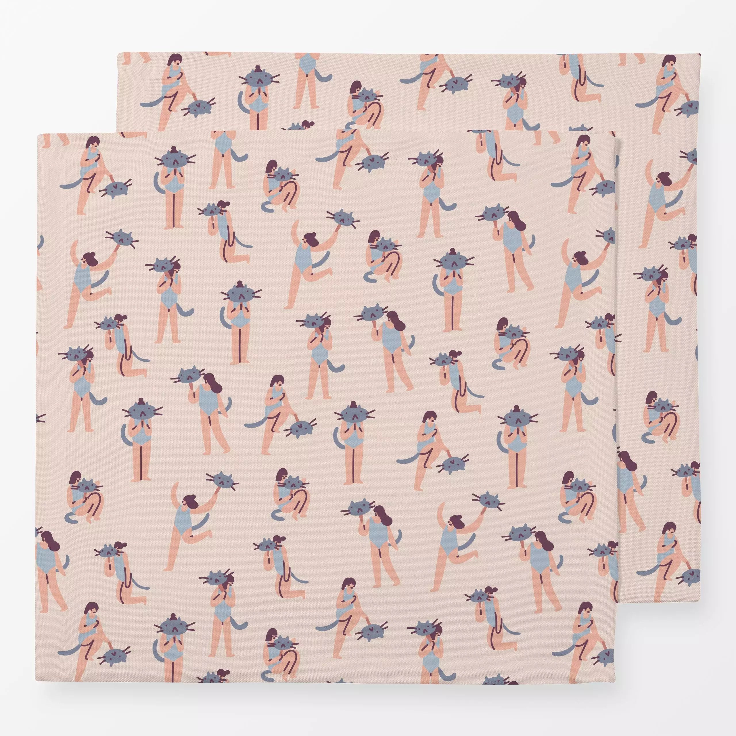 Servietten Girls Who Love Cats - Tiere, Symbole & Muster - von „Sara Maese"; Tiere, Katze, Cat, cute, animal, lovely, girl