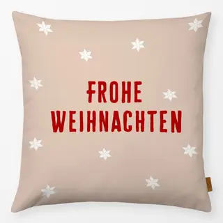 Kissen Frohe Weihnachten Sterne Beige
