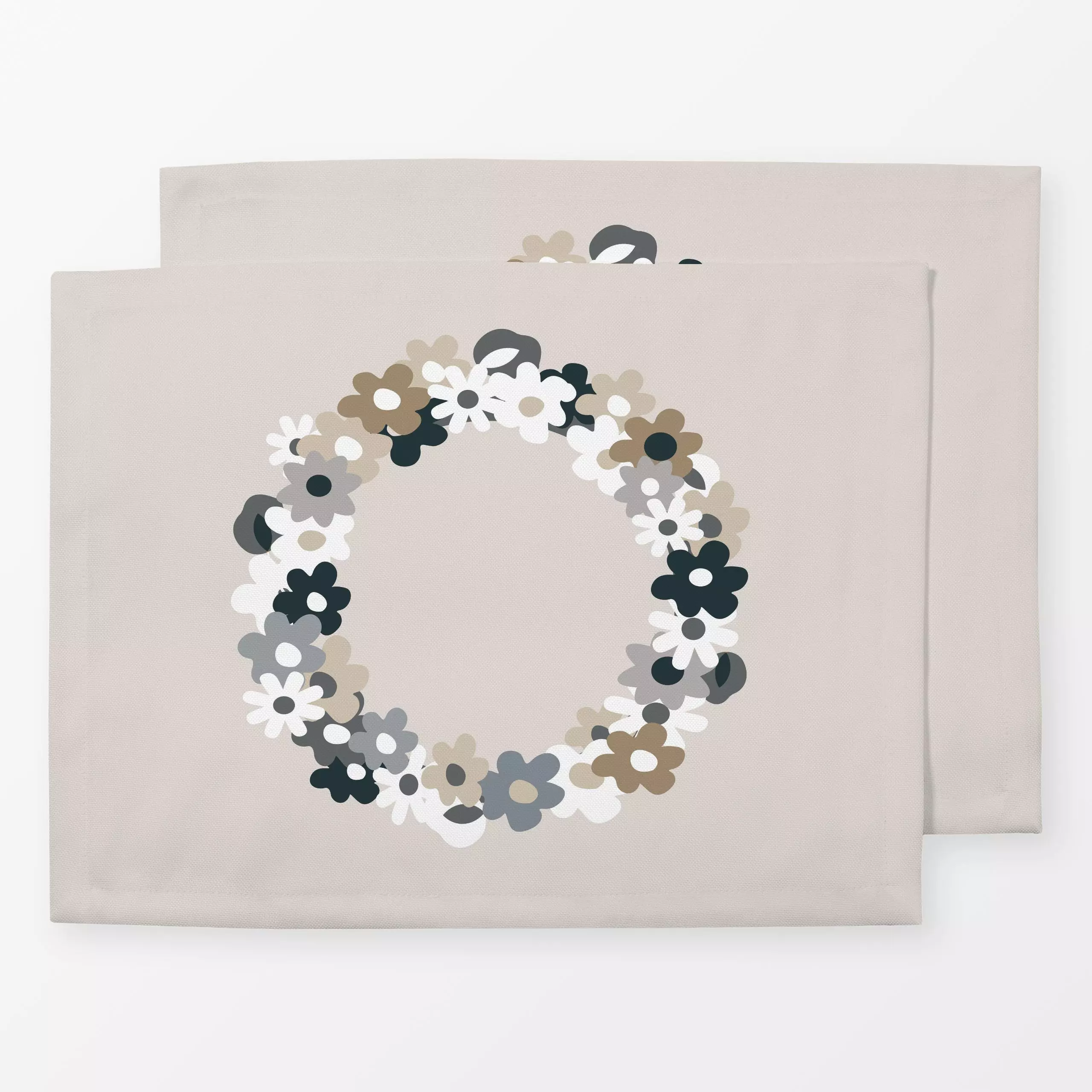 Tischset Blumenkranz Auf Beige, Blumen, Ostern, von Alisa Knöß
