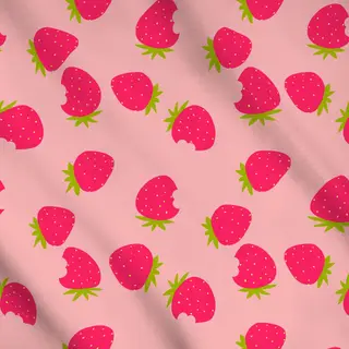 Meterware Erdbeeren Muster rosa