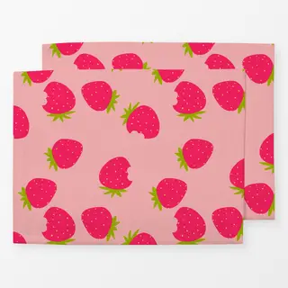 Tischset Erdbeeren Muster rosa