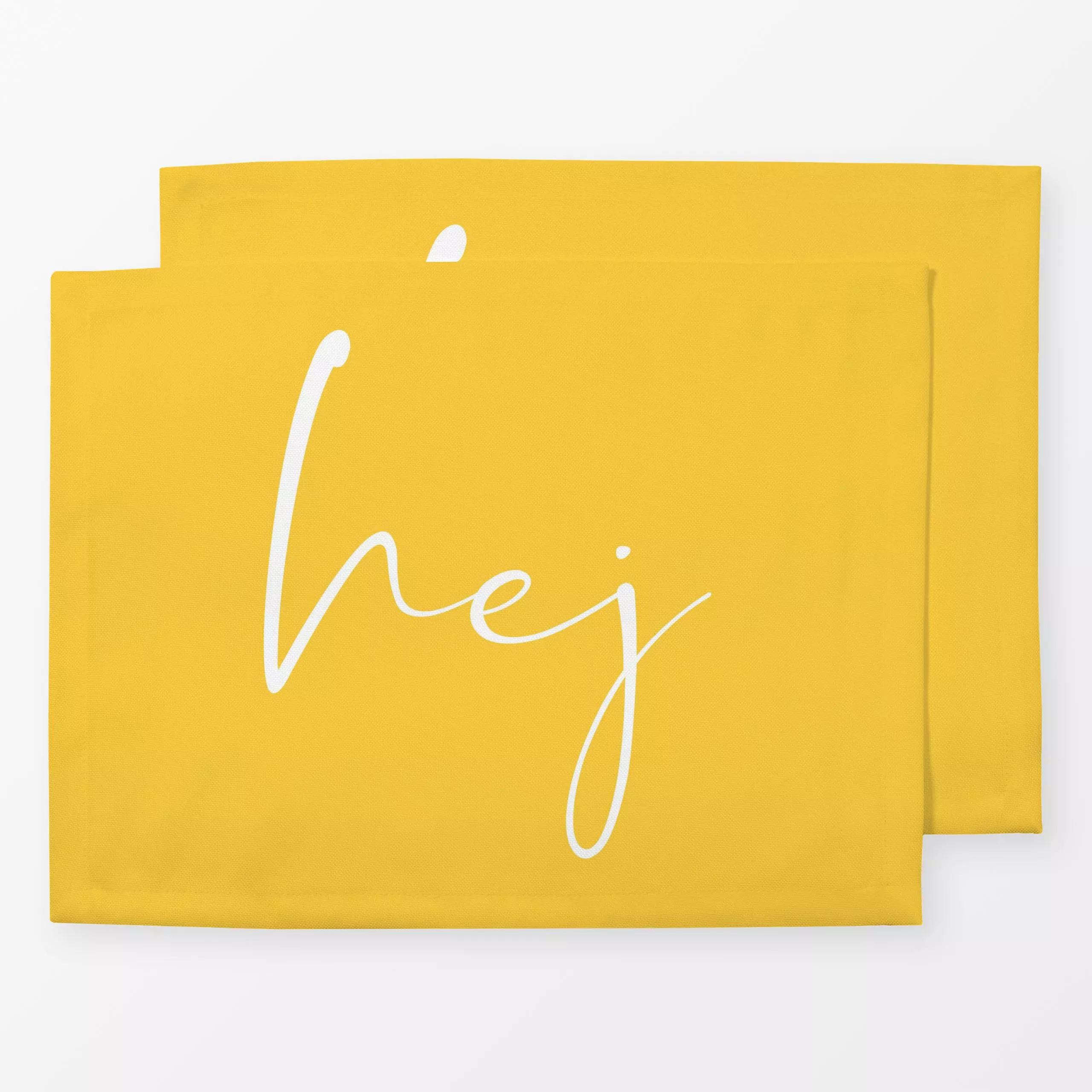 Tischset hej Sonnengelb - Frühling, Sommer, Sprüche & Schriftzüge - von „Monika Strigel"; Sonnenaufgang, Sommer, sonnenblume...