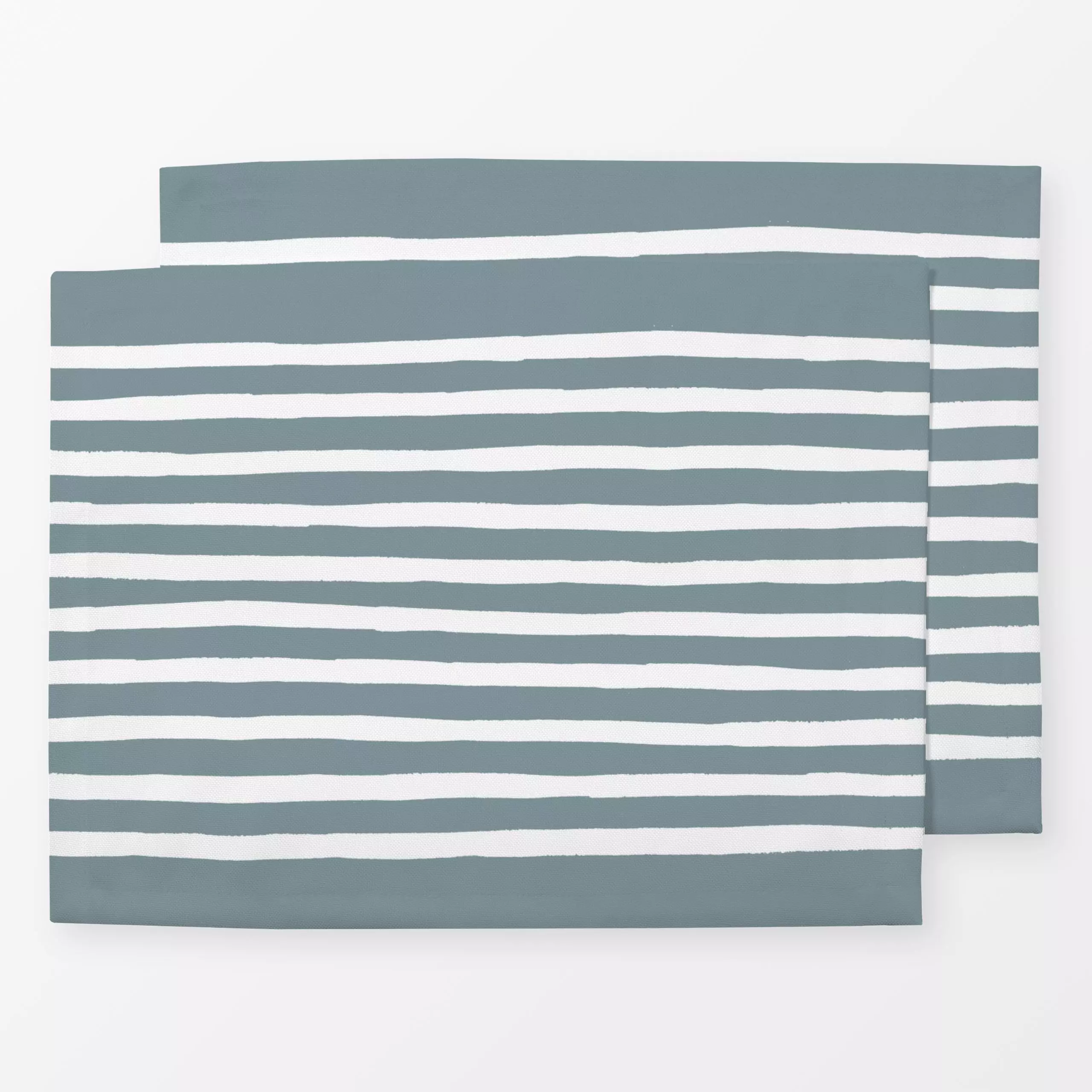 Tischset Streifen Graublau, gemustert, Sommer, von Katrin Graff
