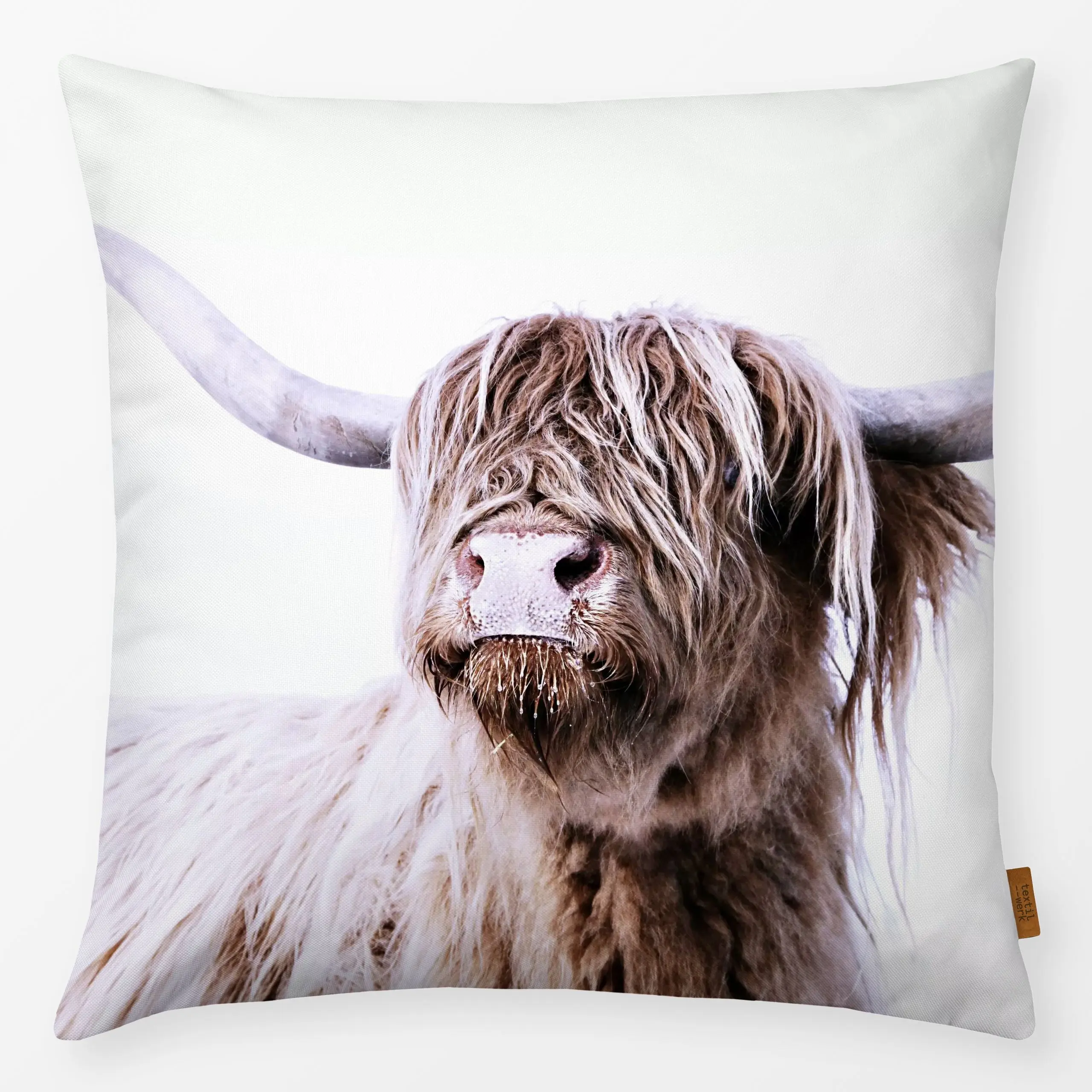 Kissen Hochlandrind Frida - Herbst, Tiere - von „Monika Strigel"; Kuh, Herbst, MonikaStrigel, schottland, Landhausstil, cott...