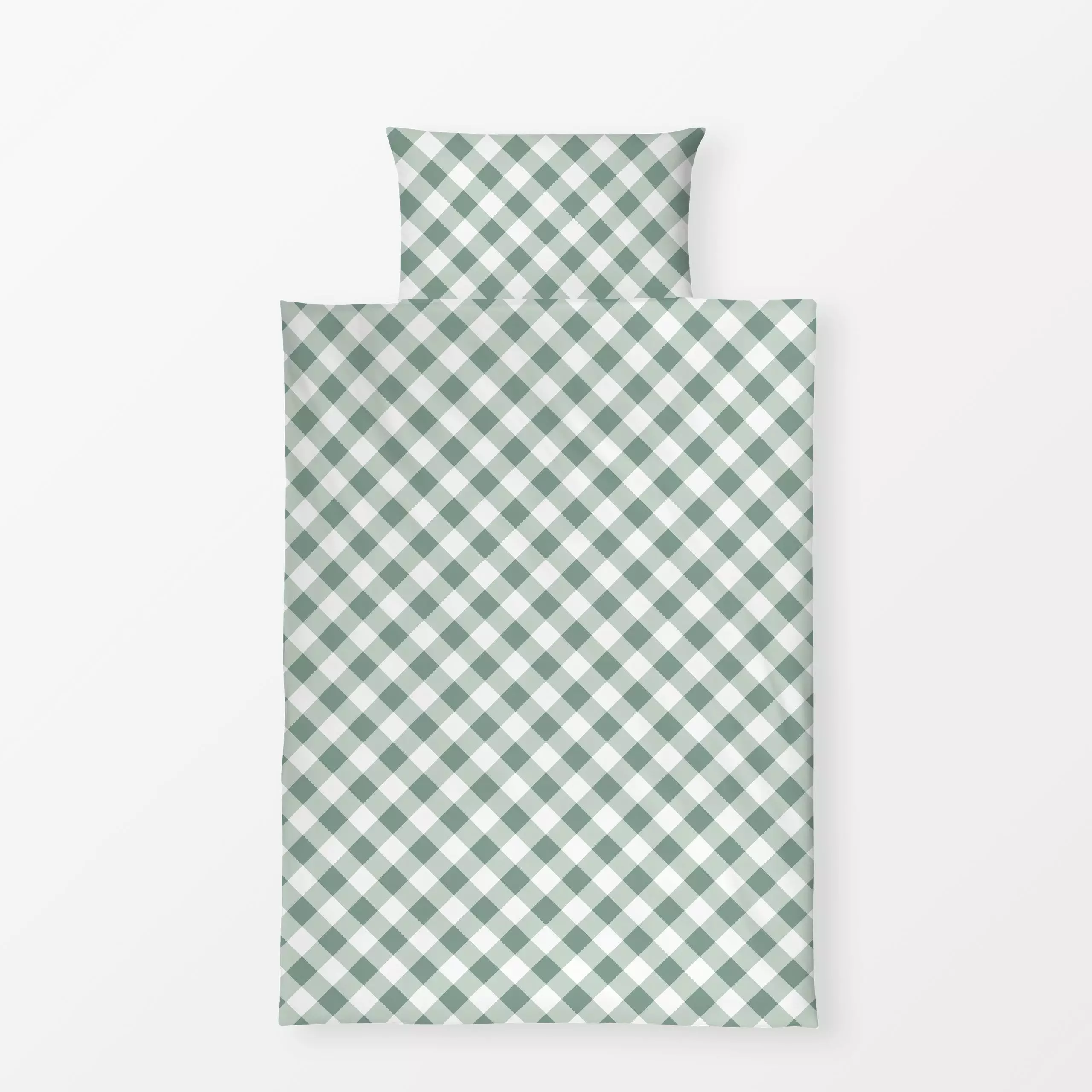 Bettwäsche Gingham diagonal grün - Symbole & Muster - von „Katrin Graff"; Geometrisch, Ostern, Karo, landhaus, gingham, gree...