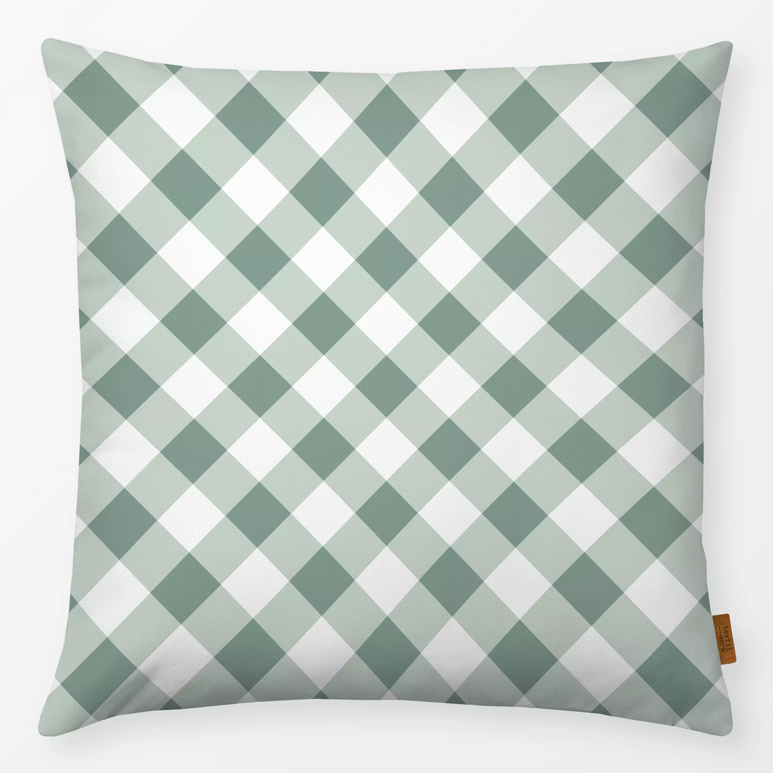 Kissen Gingham diagonal grün - Symbole & Muster - von „Katrin Graff"; Geometrisch, Ostern, Karo, landhaus, gingham, green, c...