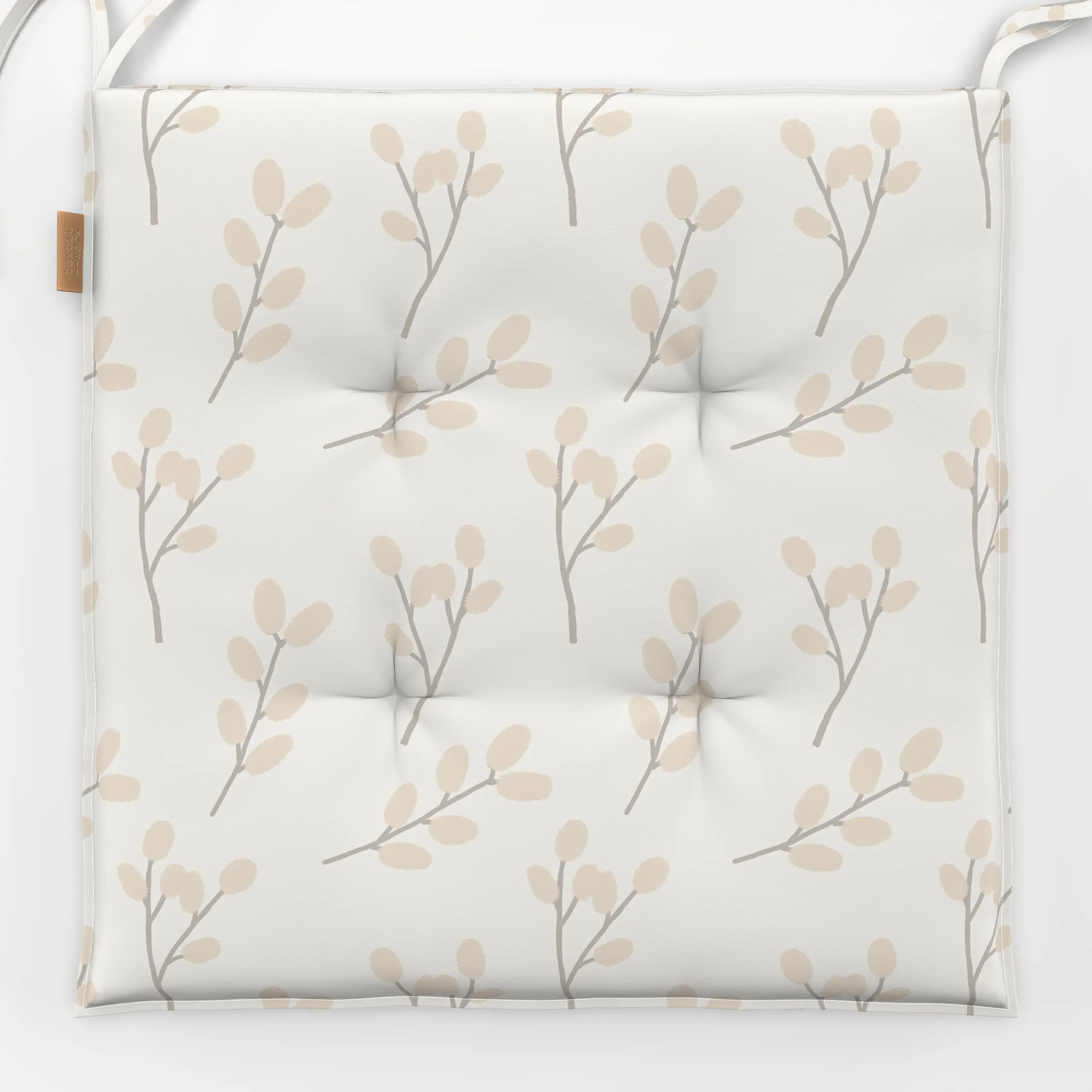 Sitzkissen Weidenkätzchen Muster1 - Frühling, Pflanzen & Botanik, Ostern - von „Julia Reyelt"; boho, Zweig, minimal, Zweige,...