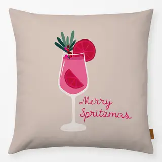 Kissen Merry Spritzmas rosa beige