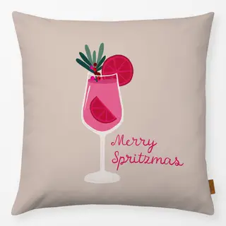Kissen Merry Spritzmas rosa beige