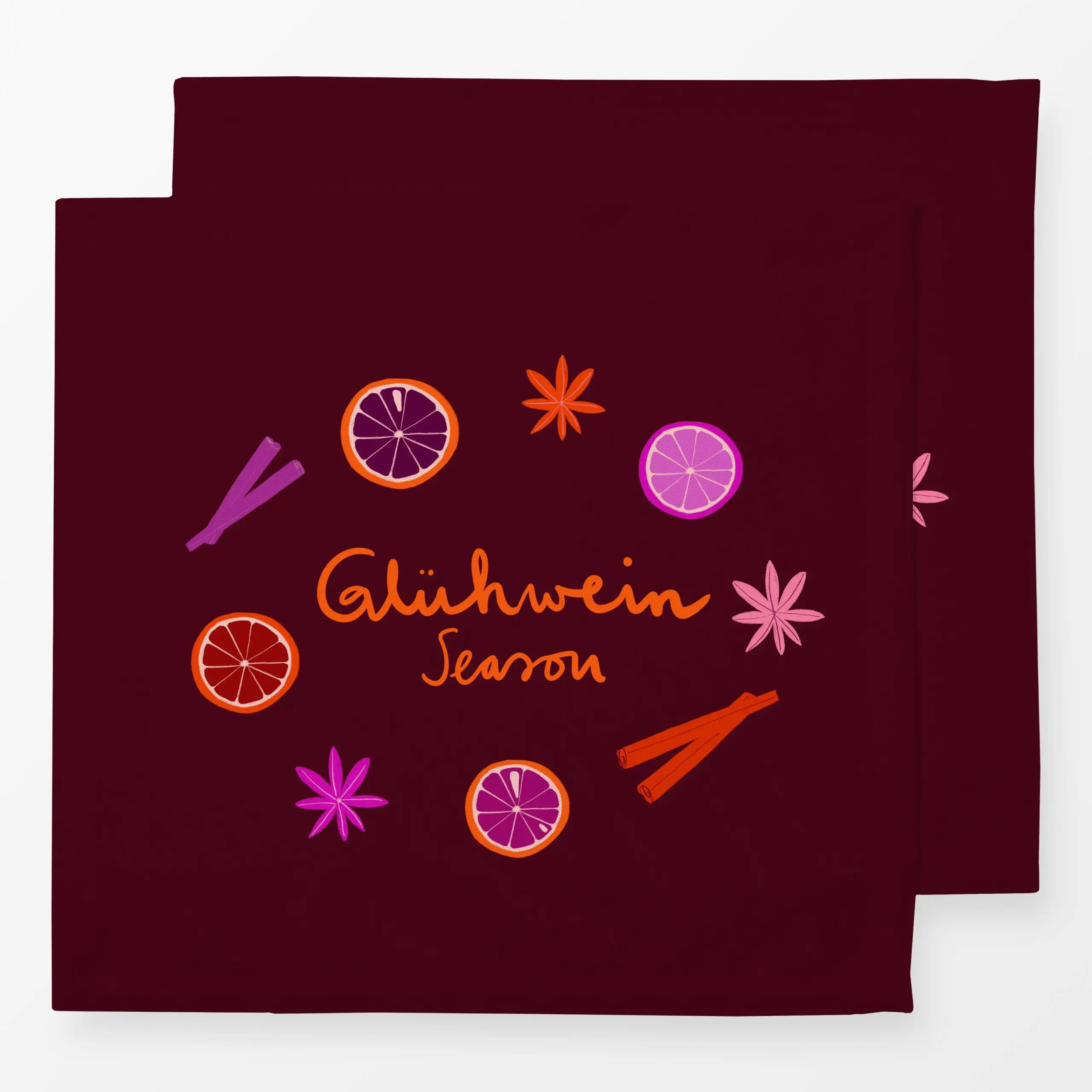 Servietten Glühwein Season Berry - Winter - von „Sophie Augustin Illustration"; Winter, Zimt, orangen, weihnachtsmarkt, glue...