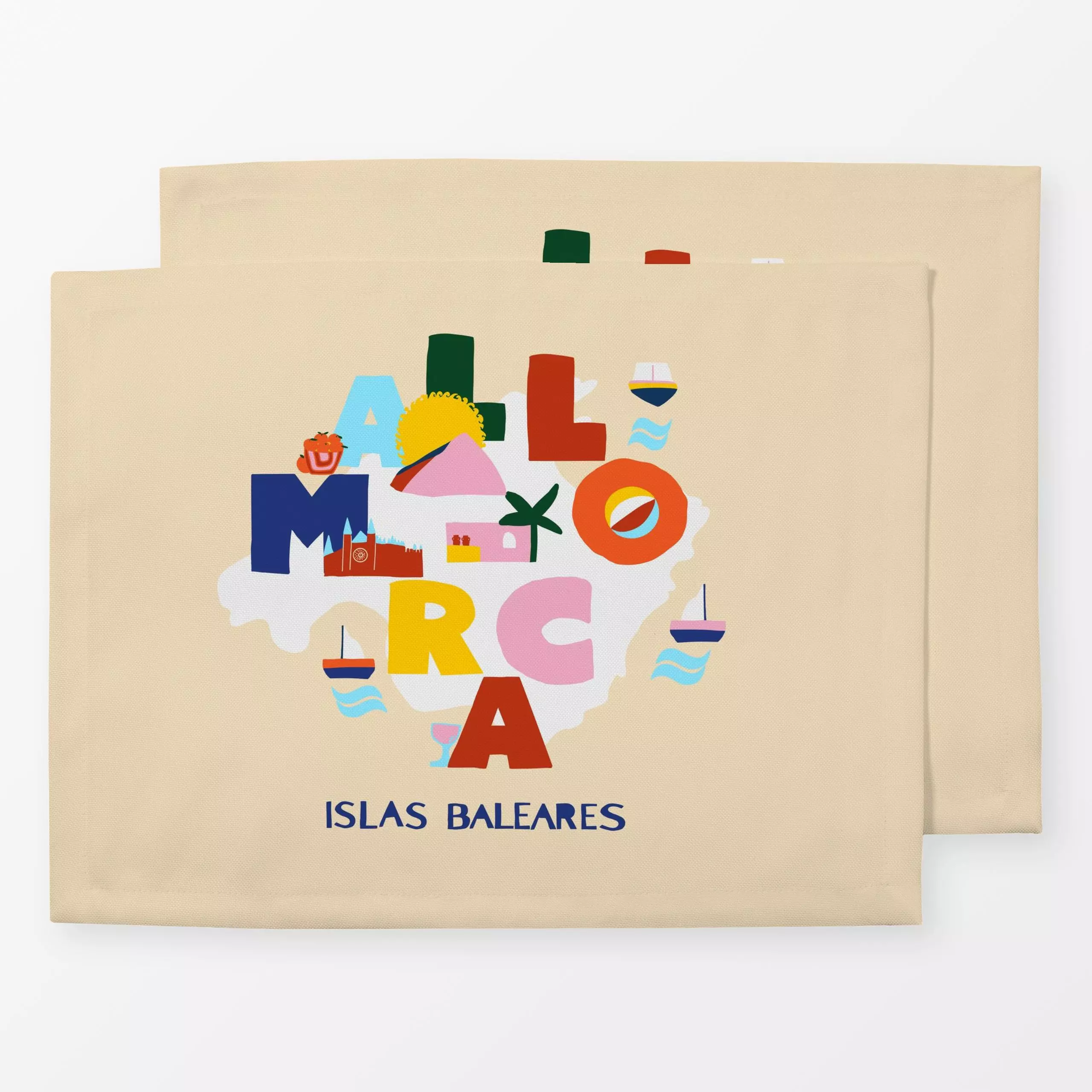 Tischset Insel Mallorca - Städte & Länder, Sommer, Sprüche & Schriftzüge - von „Ursula Tücks"; Kissen, Meer, Sonne, Sommer, ...