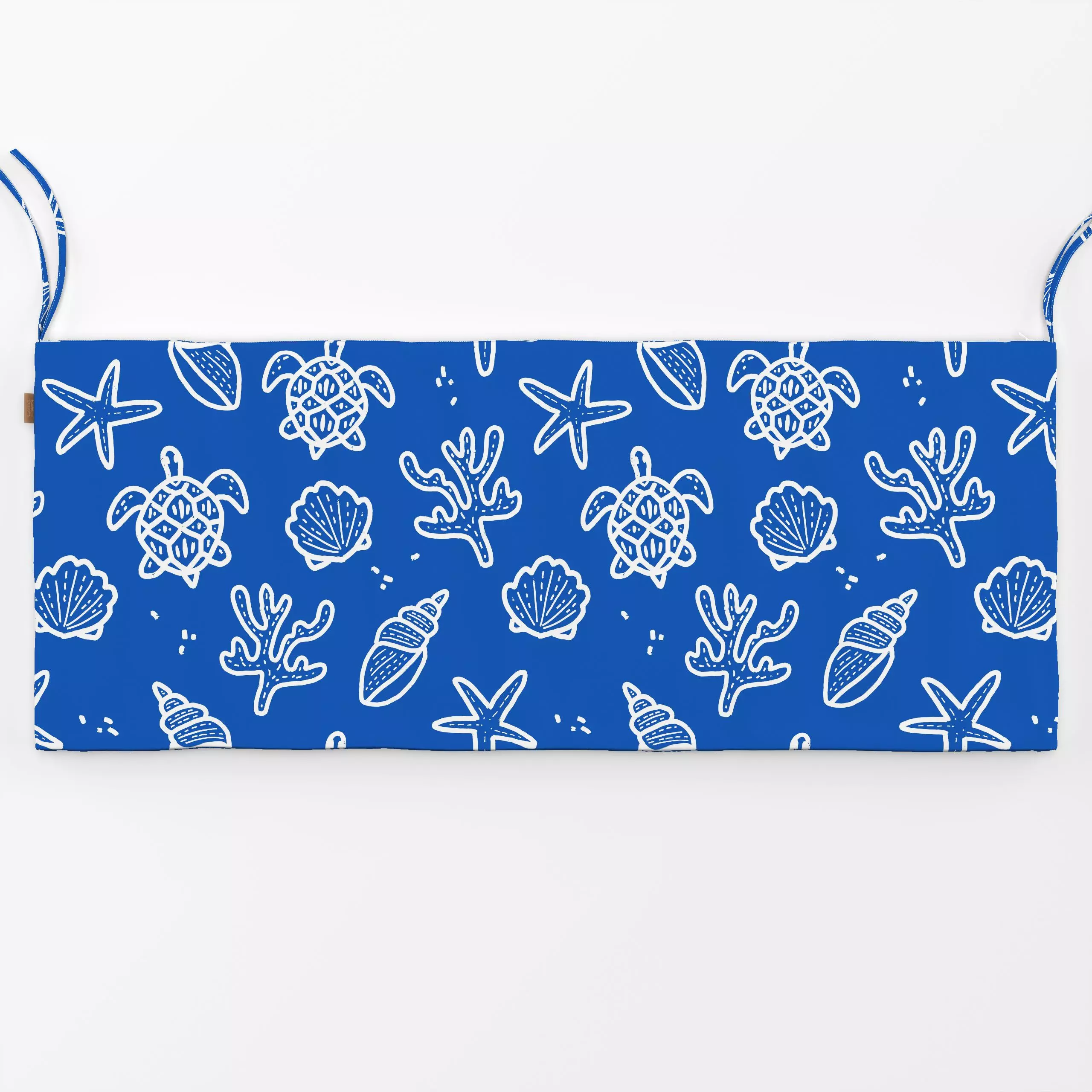 Bankauflage Allover Shell blue - Natur & Landschaft, Sommer - von „Kruth Design"; Ozean, Meer, Sommer, blau, Muscheln, Somme...