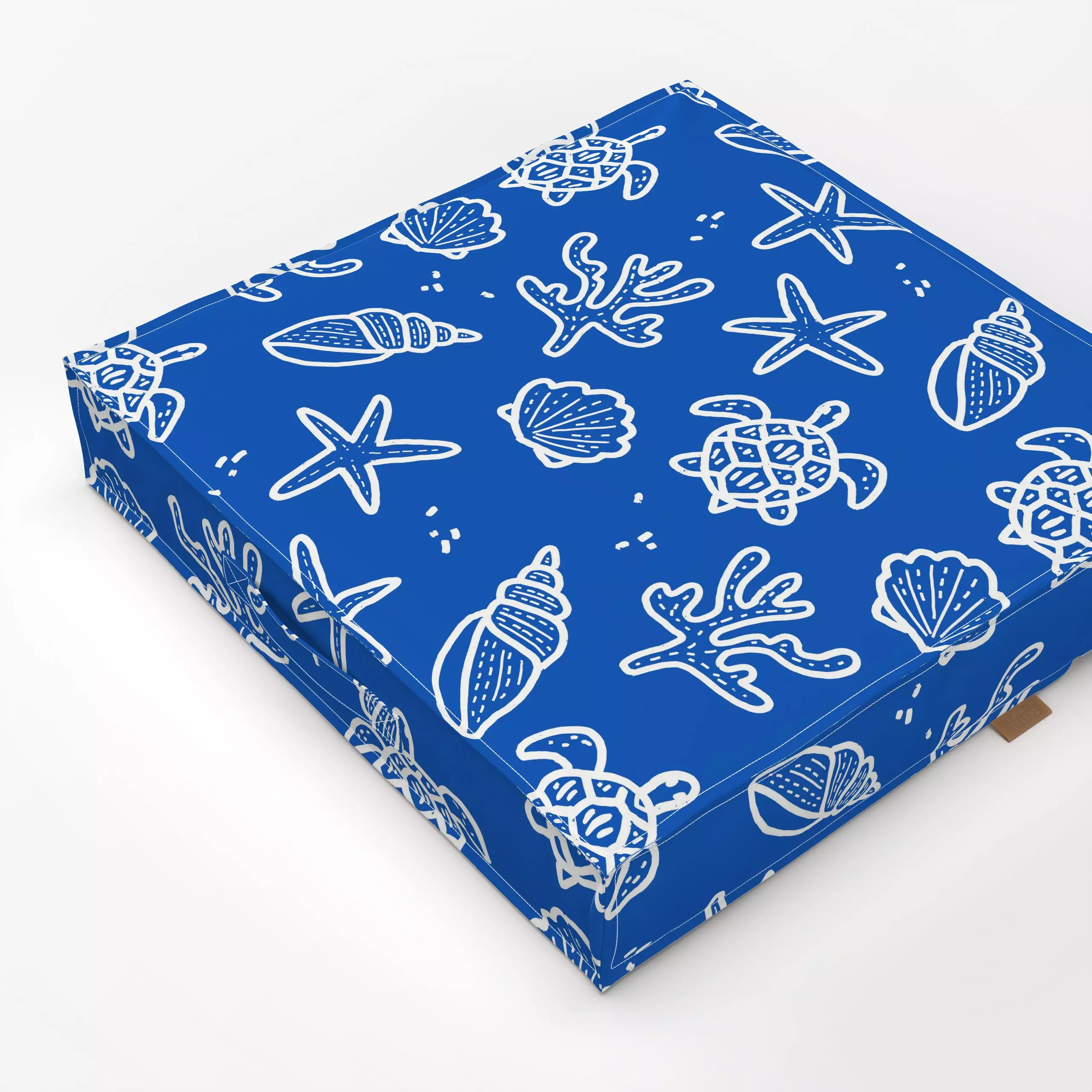 Bodenkissen Allover Shell blue - Natur & Landschaft, Sommer - von „Kruth Design"; Ozean, Meer, Sommer, blau, Muscheln, Somme...
