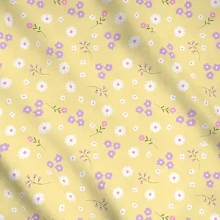 Meterware Blumenmuster Gelb