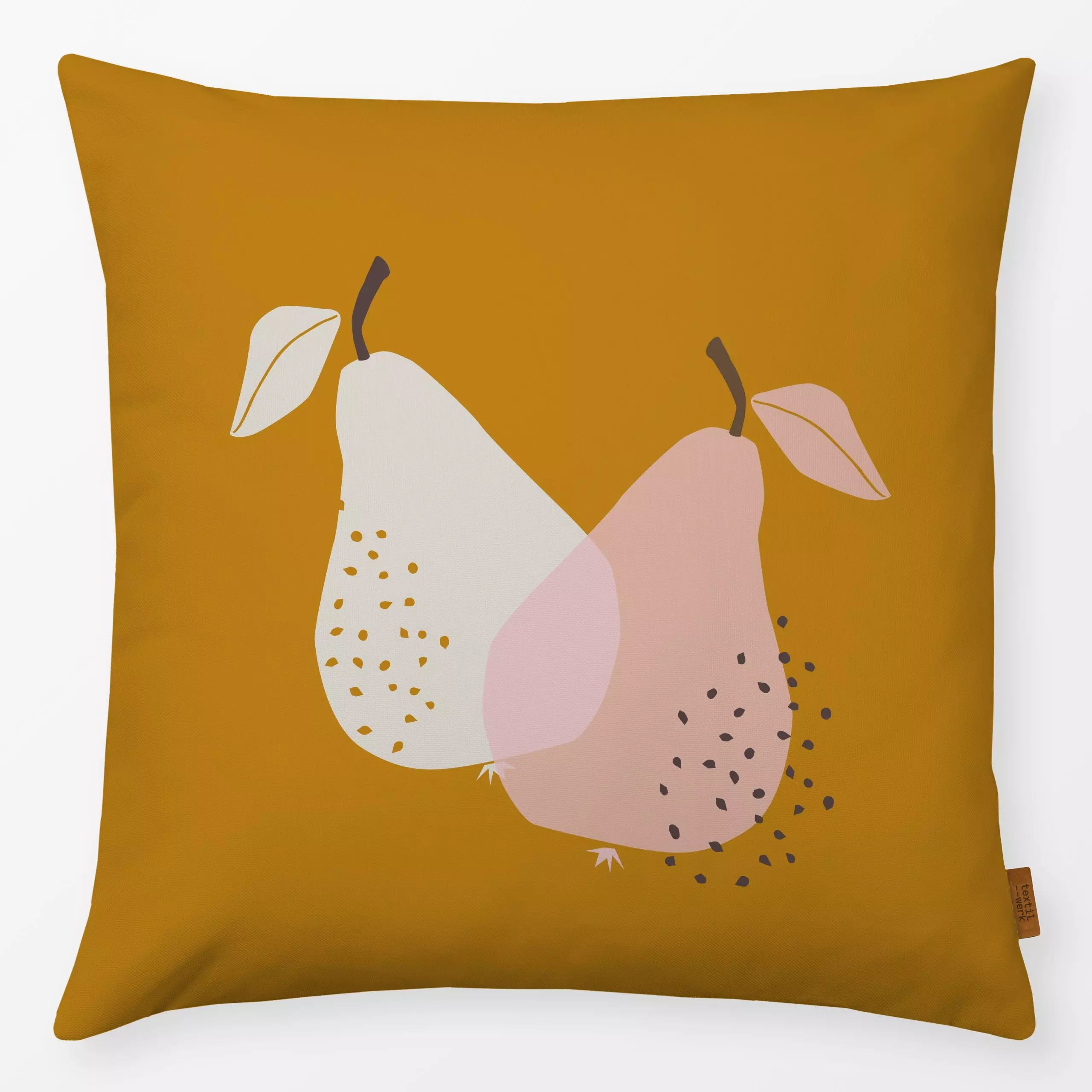 Kissen Herbstliebe - Birnen senfgelb - Herbst - von „Carolin Vonhoff"; Obst, Natur, altrosa, Birne, Früchte, beige, niedlich...