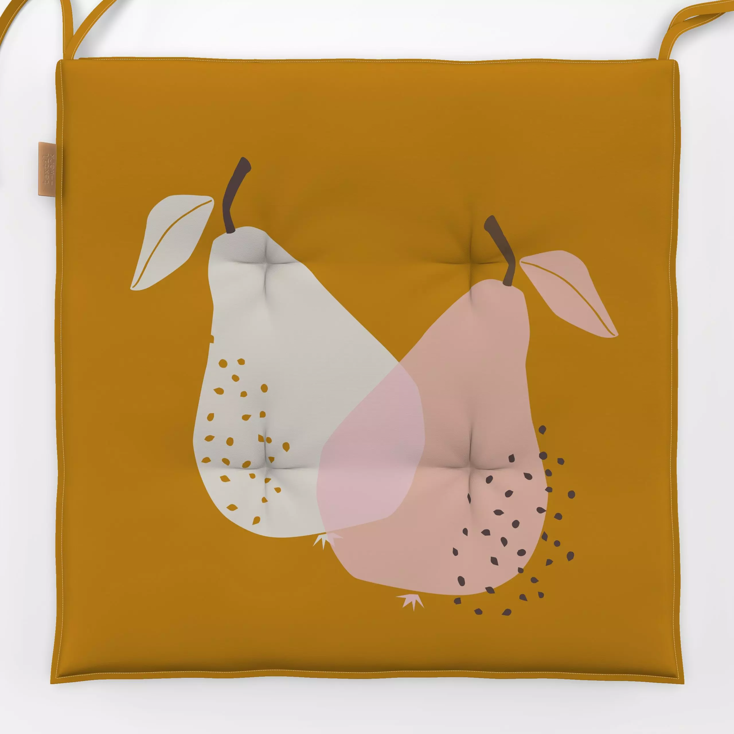 Sitzkissen Herbstliebe - Birnen senfgelb - Herbst - von „Carolin Vonhoff"; Obst, Natur, altrosa, Birne, Früchte, beige, nied...
