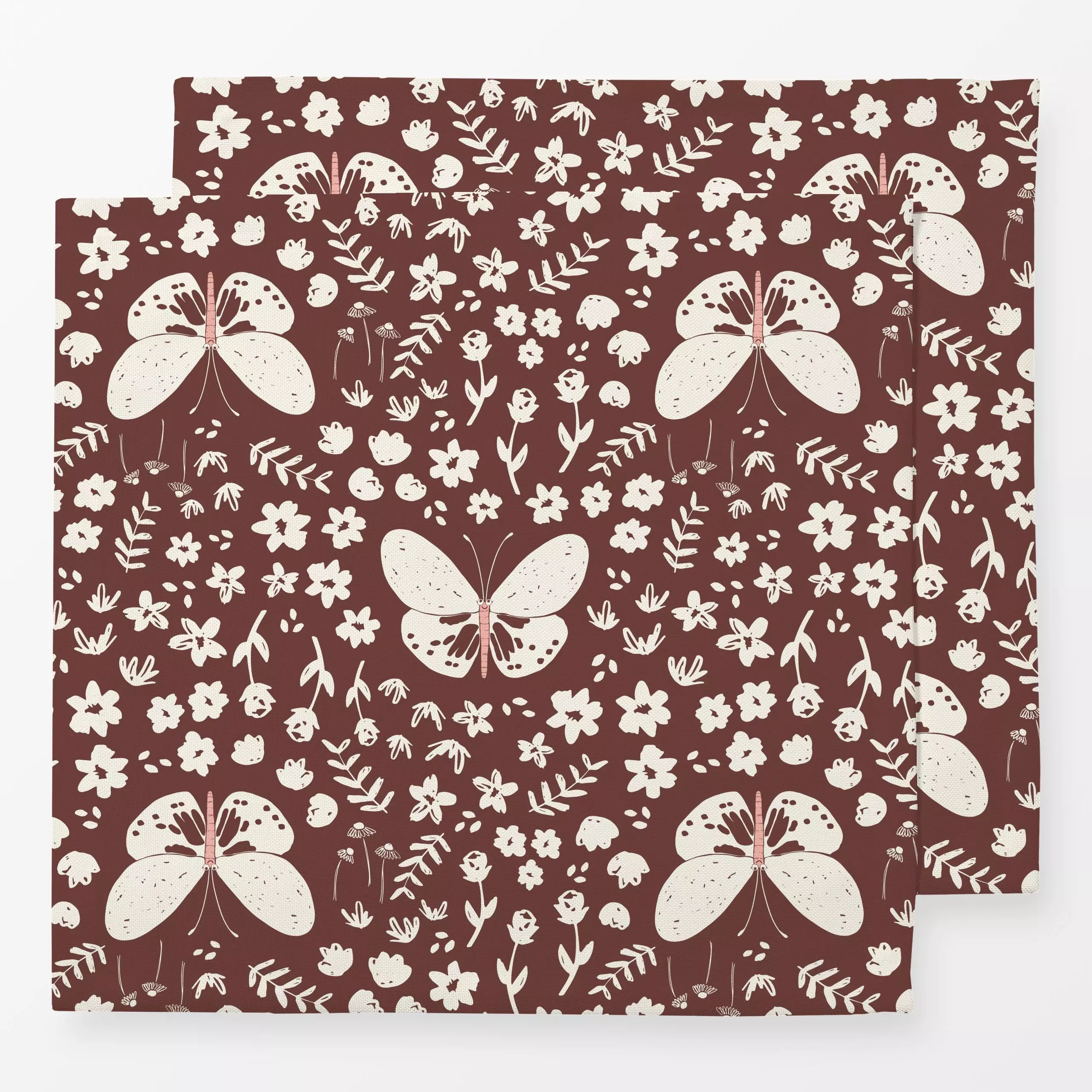 Servietten Schmetterling und Blume braun - Frühling, Tiere, Symbole & Muster - von „Kathrin Woo"; boho, Muster, Schmetterlin...