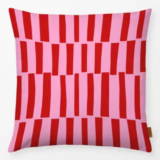 Kissen Rote Streifen auf Blütenpink