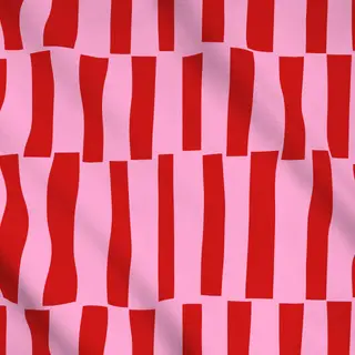 Meterware Rote Streifen auf Blütenpink