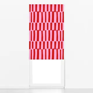 Raffrollo Rote Streifen auf Blütenpink