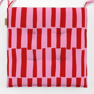 Sitzkissen Rote Streifen auf Blütenpink