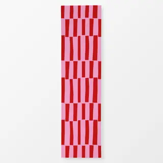 Tischläufer Rote Streifen auf Blütenpink