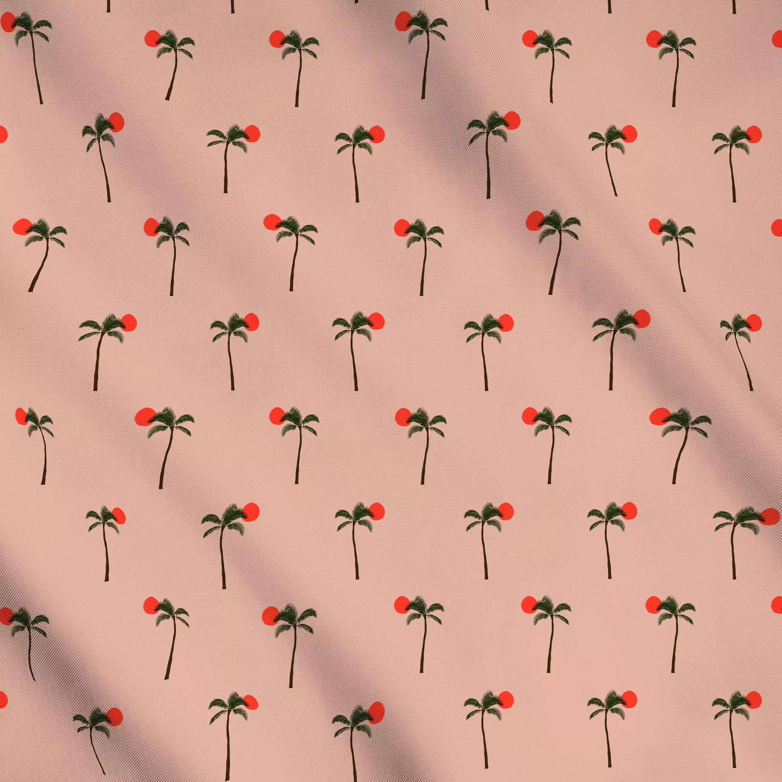 Meterware Palmen Pattern Terracotta - Sommer, Pflanzen & Botanik - von „Sophie Augustin Illustration“; Palmen, Strand, Sonne...