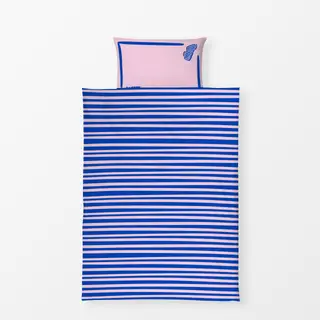 Bettwäsche Stripes Blau Rosa