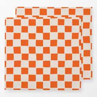 Servietten Karo Liebe in orange & beige