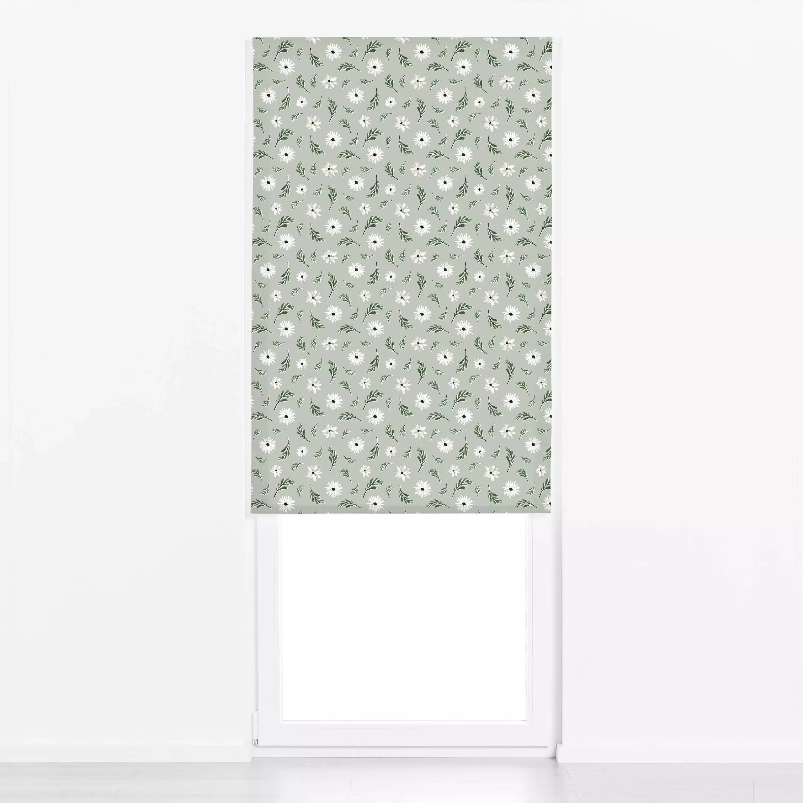 Raffrollo Watercolor Florals Green - Blumen & Florales, Frühling - von „Karen Menzenbach"; Aquarell, Blumen, Blätter, Pflanz...