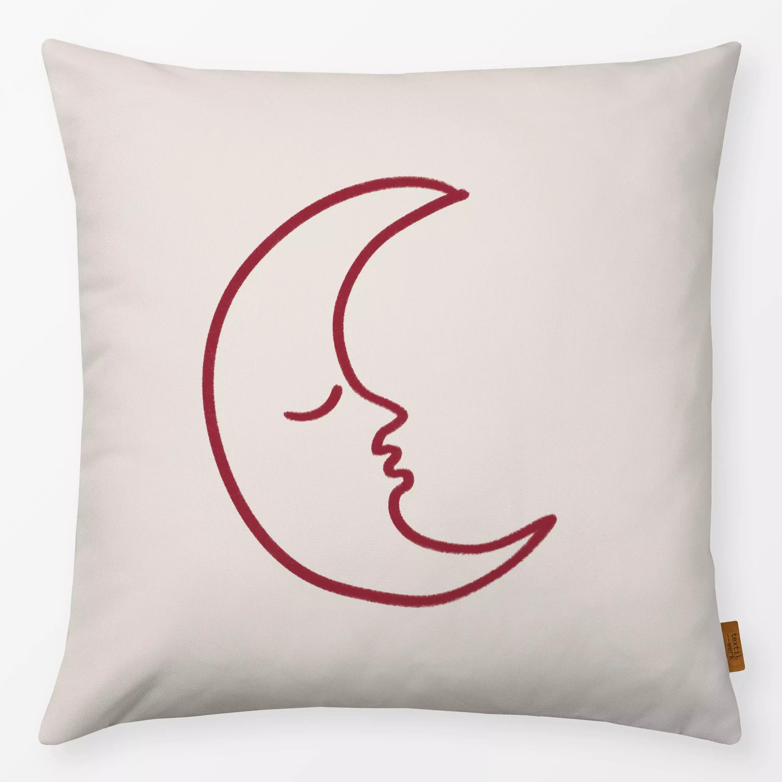 Kissen Halbmond Dunkelrot - Kinderzimmer & Motive für Kinder, Weihnachten, Anlässe - von „textilwerk"; Illustration, skandin...