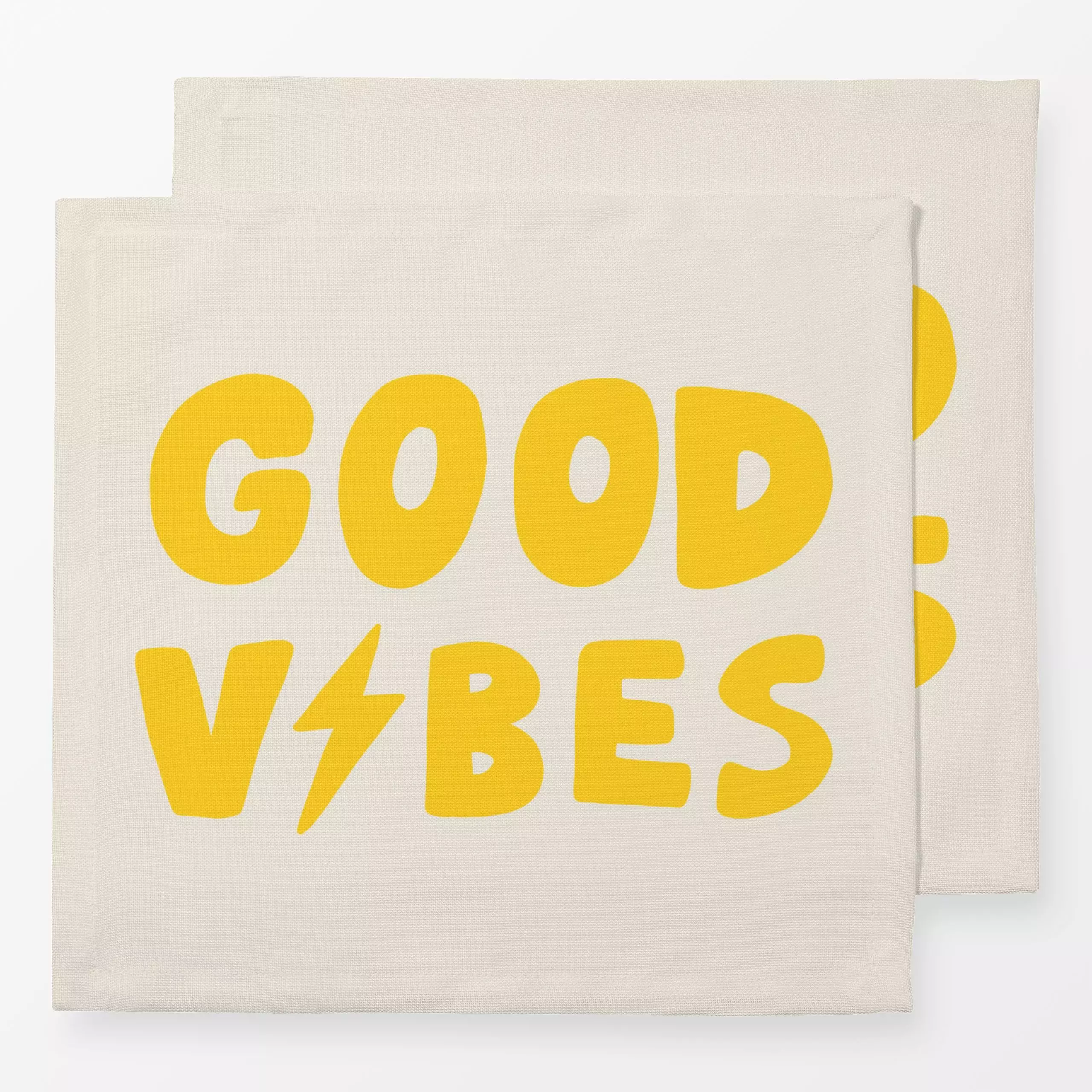 Servietten Good Vibes Gelb Orange - Sommer, Sprüche & Schriftzüge - von „textilwerk"; Illustration, Sonne, Sommer, trend, bu...