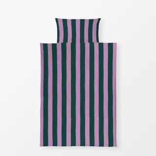 Bettwäsche Wellenstreifen grün flieder