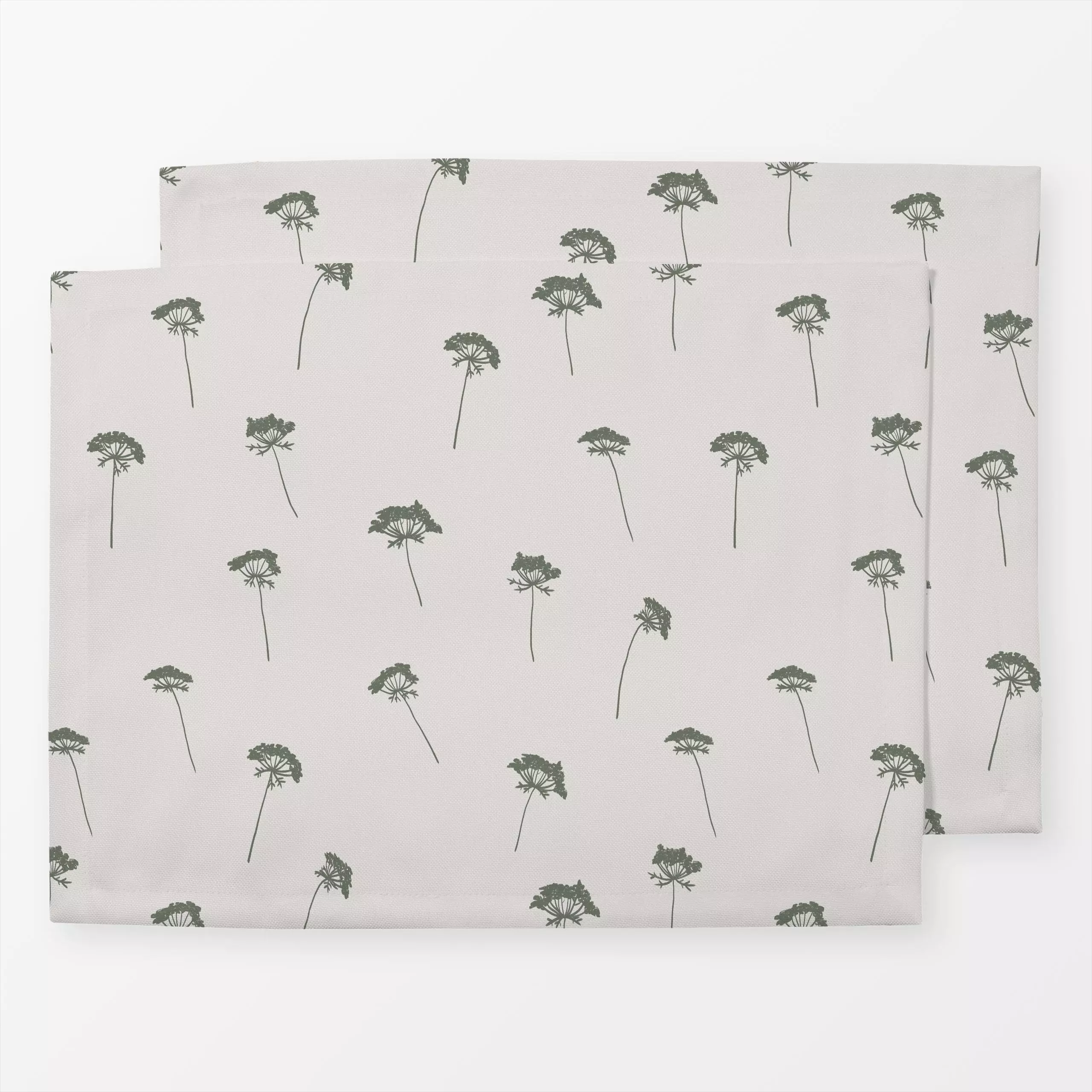 Tischset Wilde Möhre Grün Hell, Blumen, gemustert, Sommer, von textilwerk x hejmelig