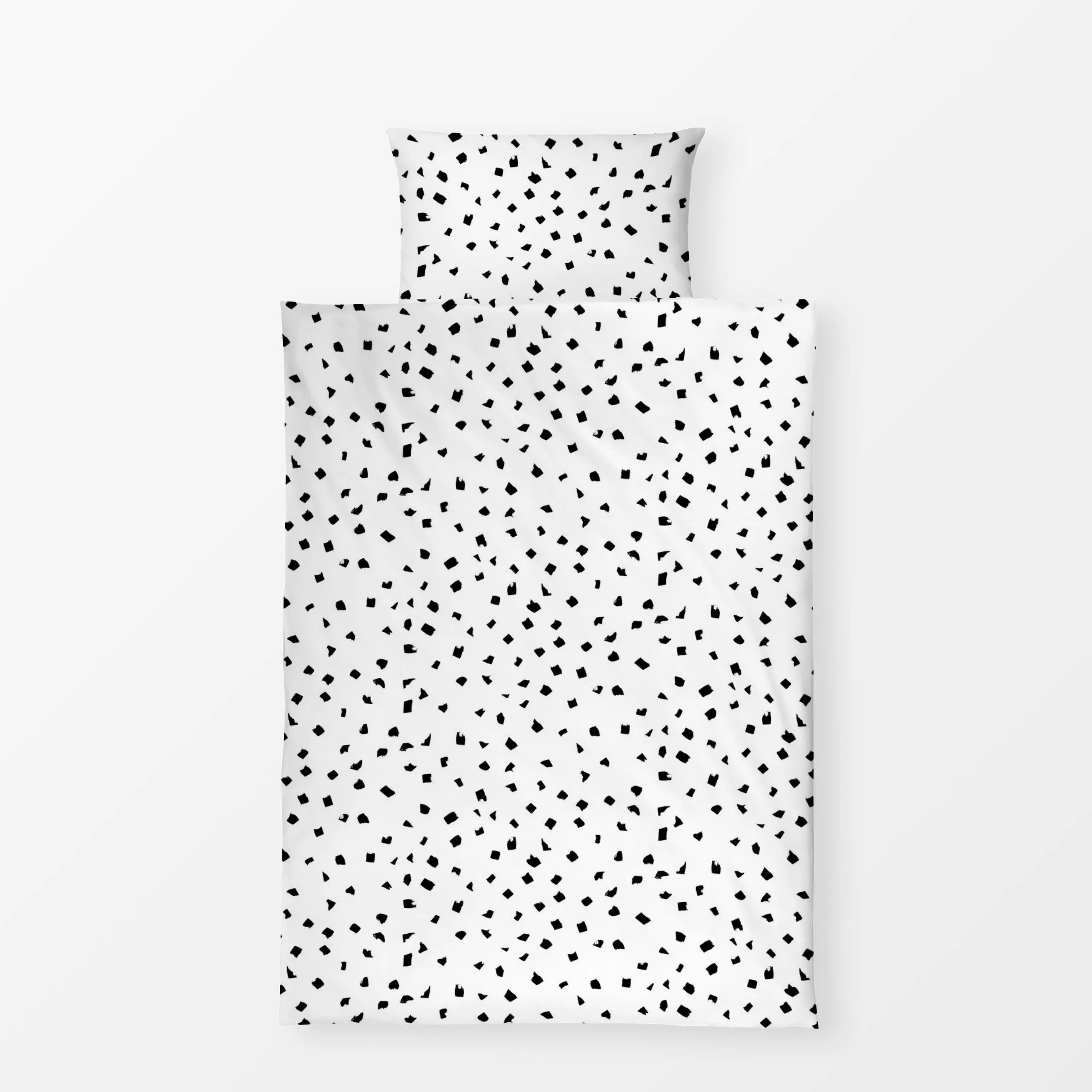 Bettwäsche Konfetti Punkte 1 schwarz weiß - Symbole & Muster - von „Primus Pattern"; minimal, Kinder, Punkte, skandinavisch,...