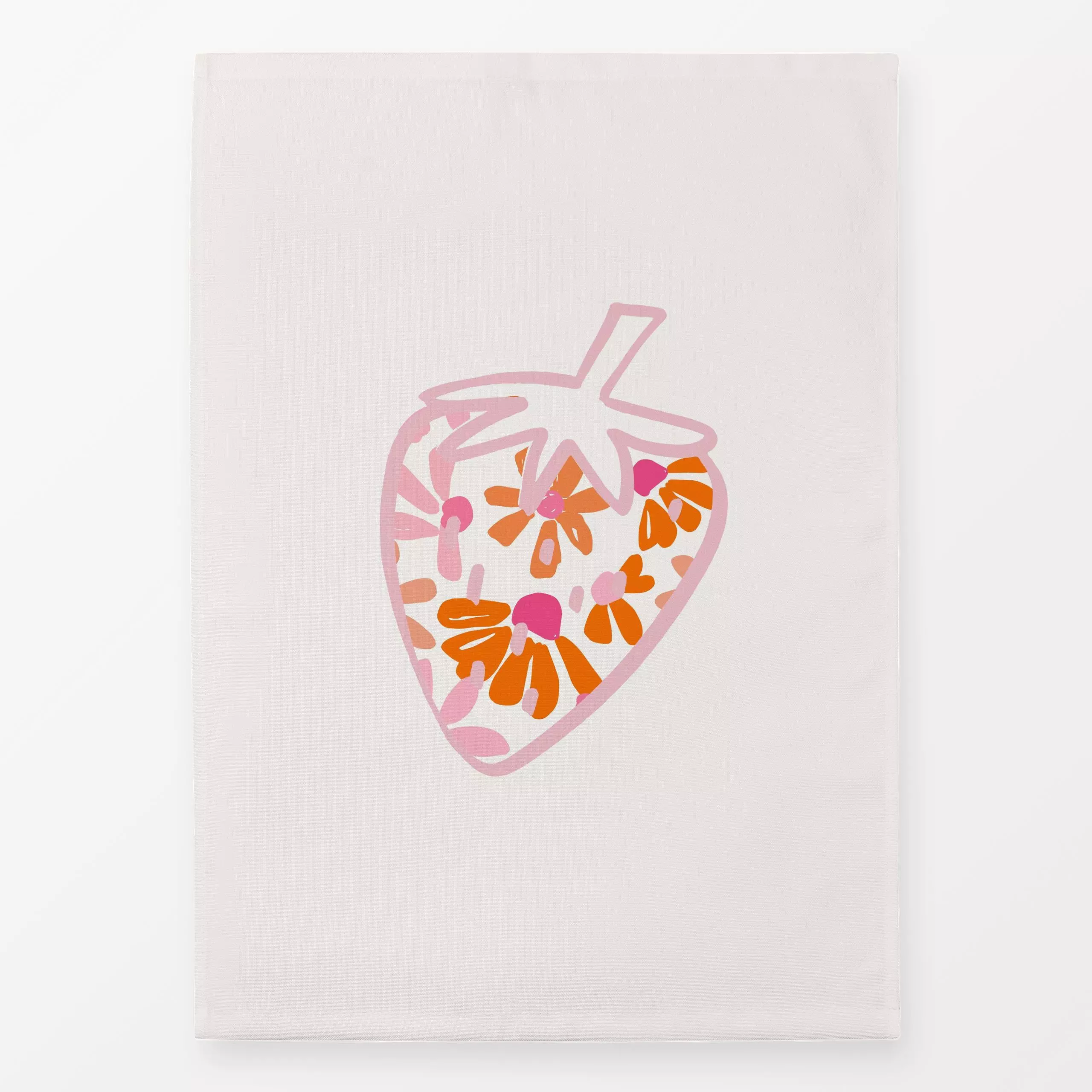 Geschirrtücher Erdbeere Blumen rosa - Blumen & Florales, Sommer, Früchte - von „Kruth Design"; Blumen, Garten, Erdbeeren, ou...