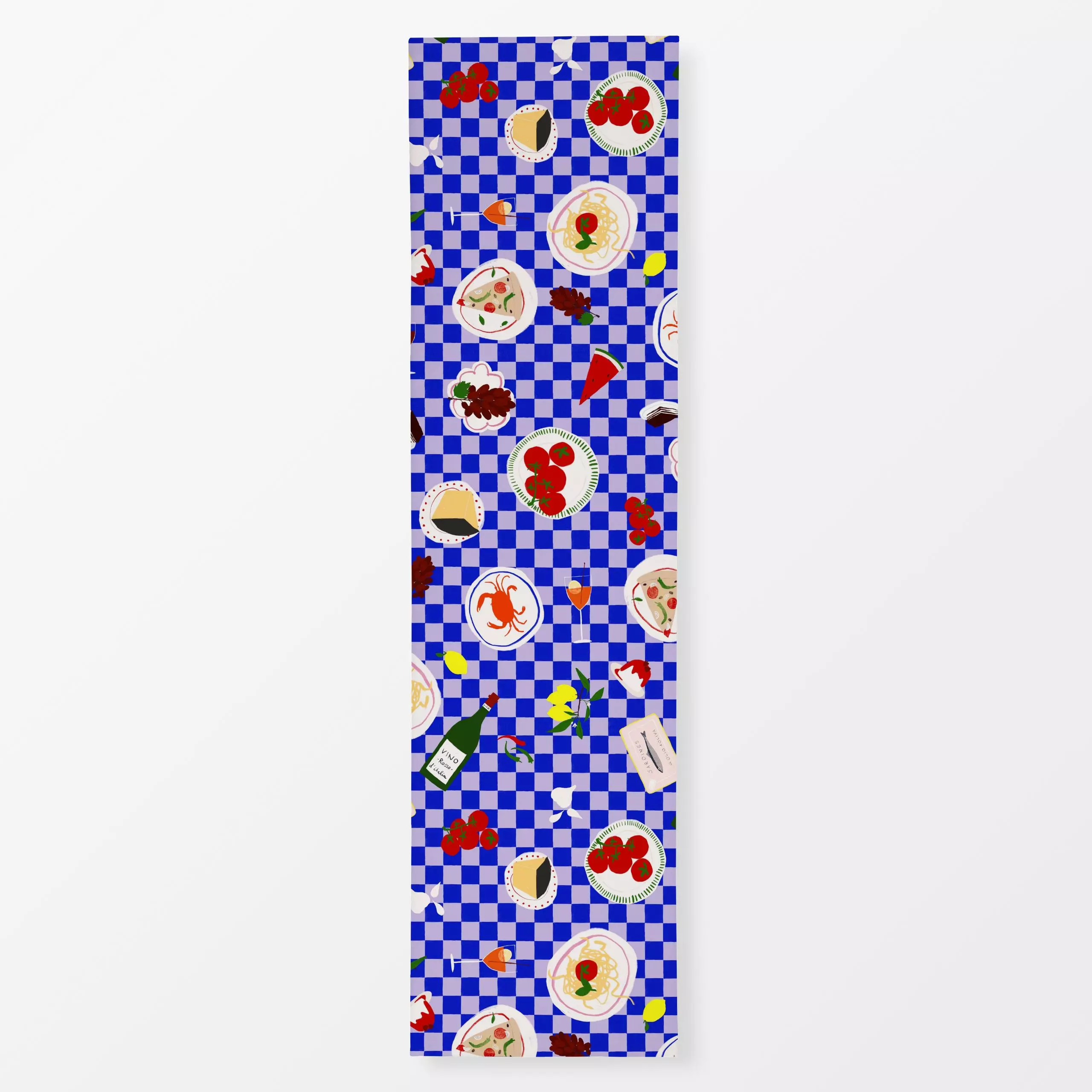 Tischläufer Tischszene Karo Blau - Küche, Essen & Trinken - von „Sophie Augustin Illustration"; Illustration, Sommer, grafis...