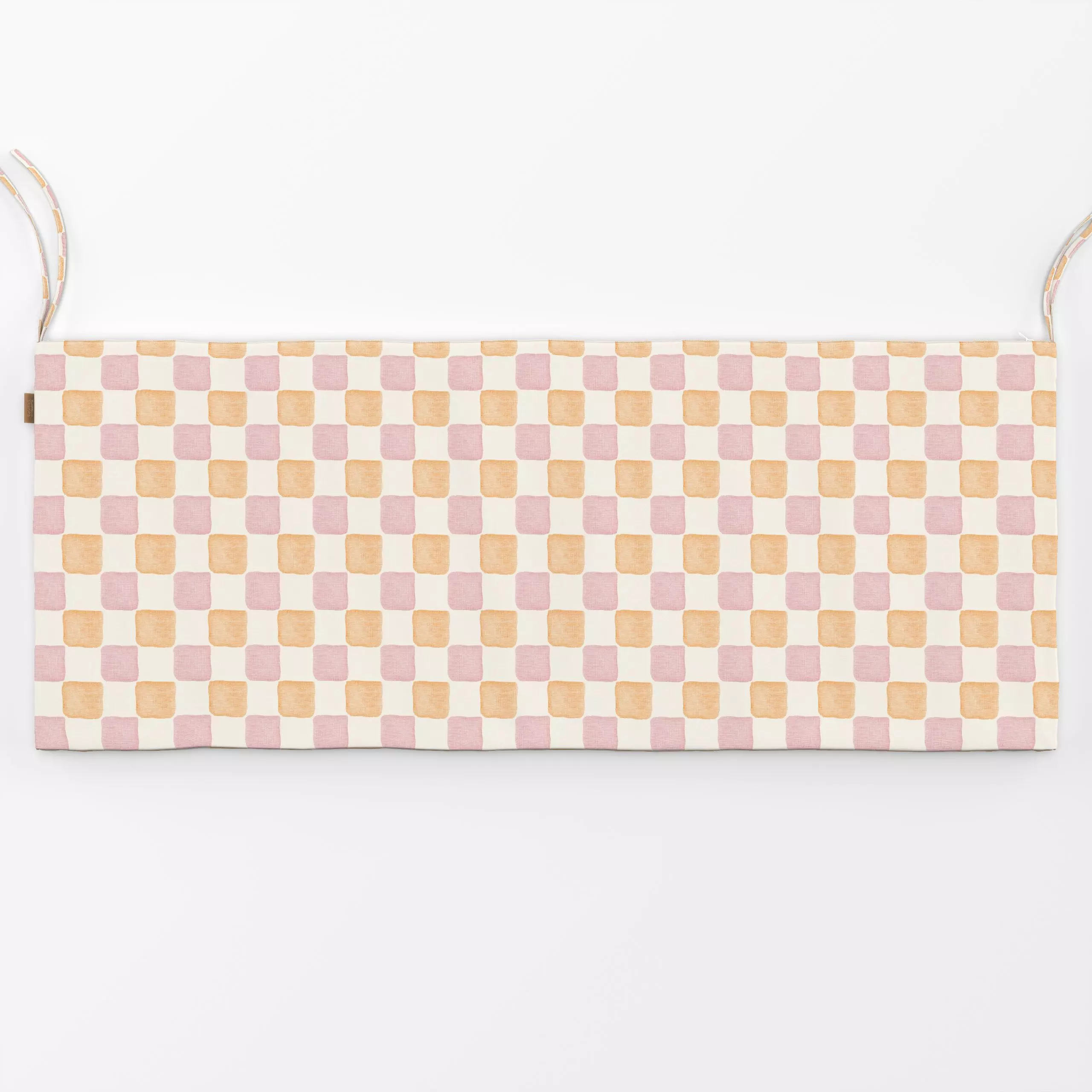 Bankauflage Boho Retro Checks I - Symbole & Muster - von „Bloomery Decor"; boho, Retro, Orange, kariert, peach, checks, spri...