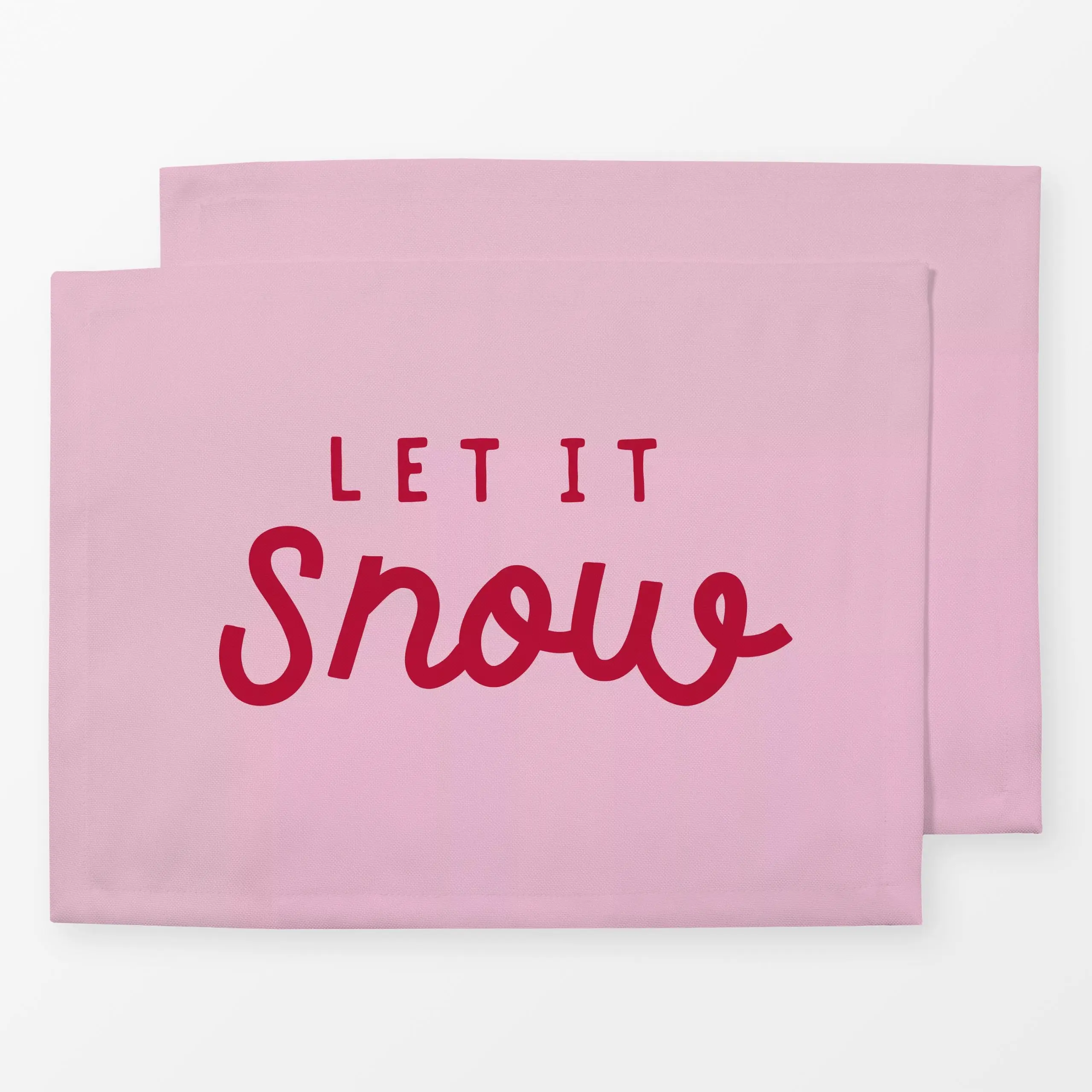 Tischset Let It Snow rosa rot - Weihnachten, Winter - von „Studio Kesse"