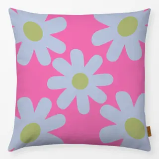 Kissen Große Gänseblümchen Pink Blau