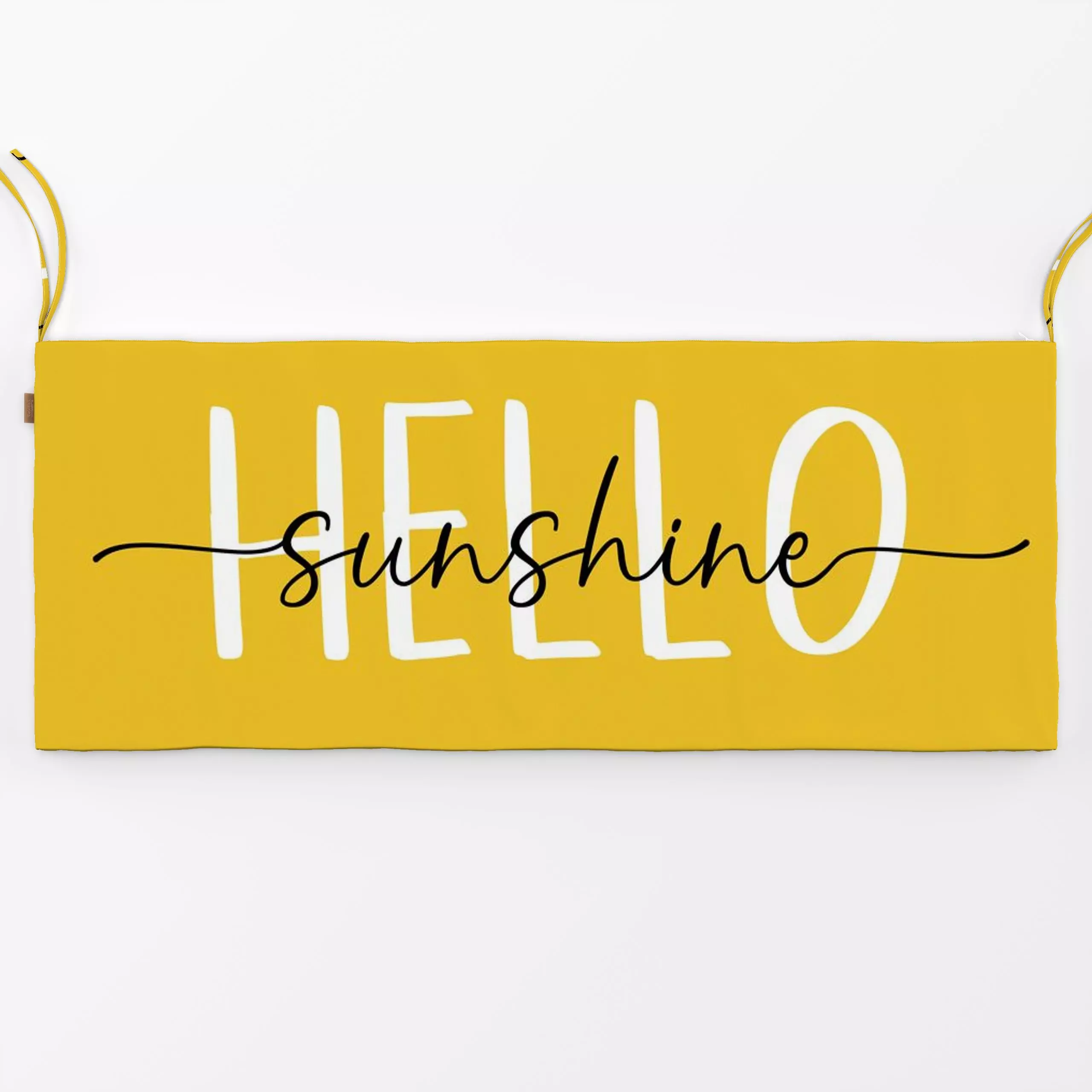 Bankauflage Hello Sunshine - Gelb - Sommer, Sprüche & Schriftzüge - von „Uta Naumann"; Garten, Sommer, text, typografie, Hap...