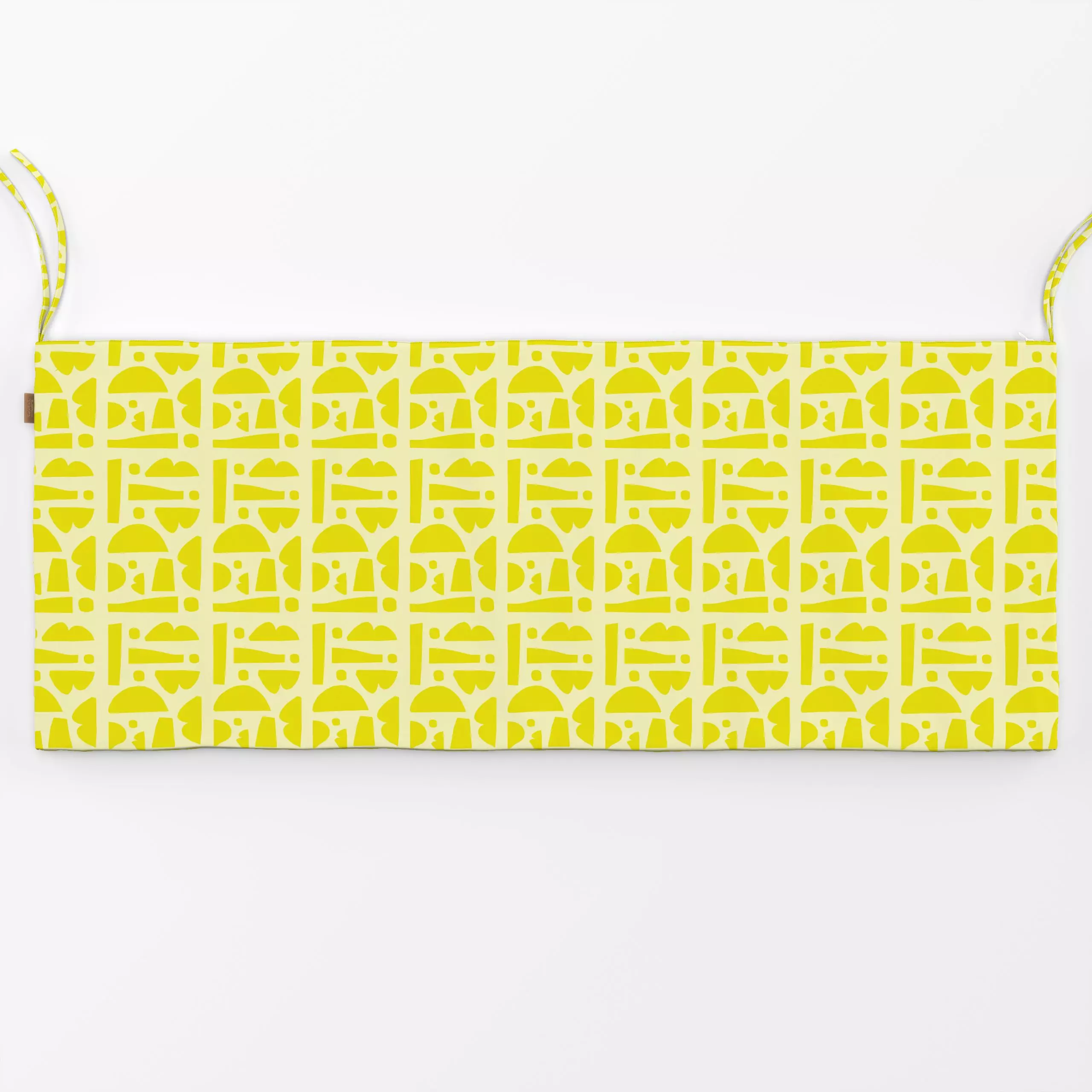 Bankauflage Yellow Carnaval - Symbole & Muster - von „Petra Kaksonen"; minimal, Collage, modern, Sommer, Scandianvian, gelb,...