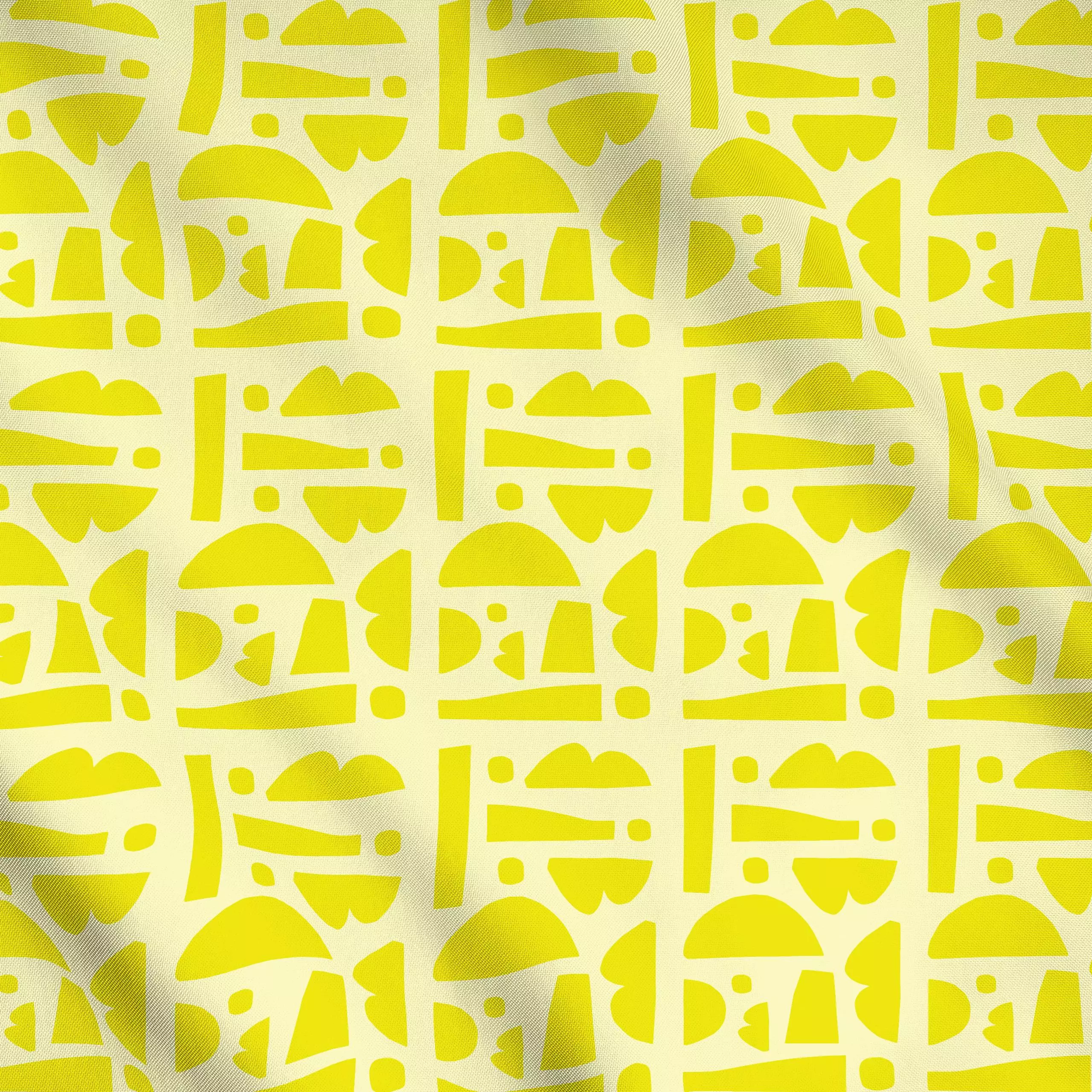 Meterware Yellow Carnaval - Symbole & Muster - von „Petra Kaksonen"; minimal, Collage, modern, Sommer, Scandianvian, gelb, f...
