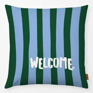 Kissen Welcome grün-blau